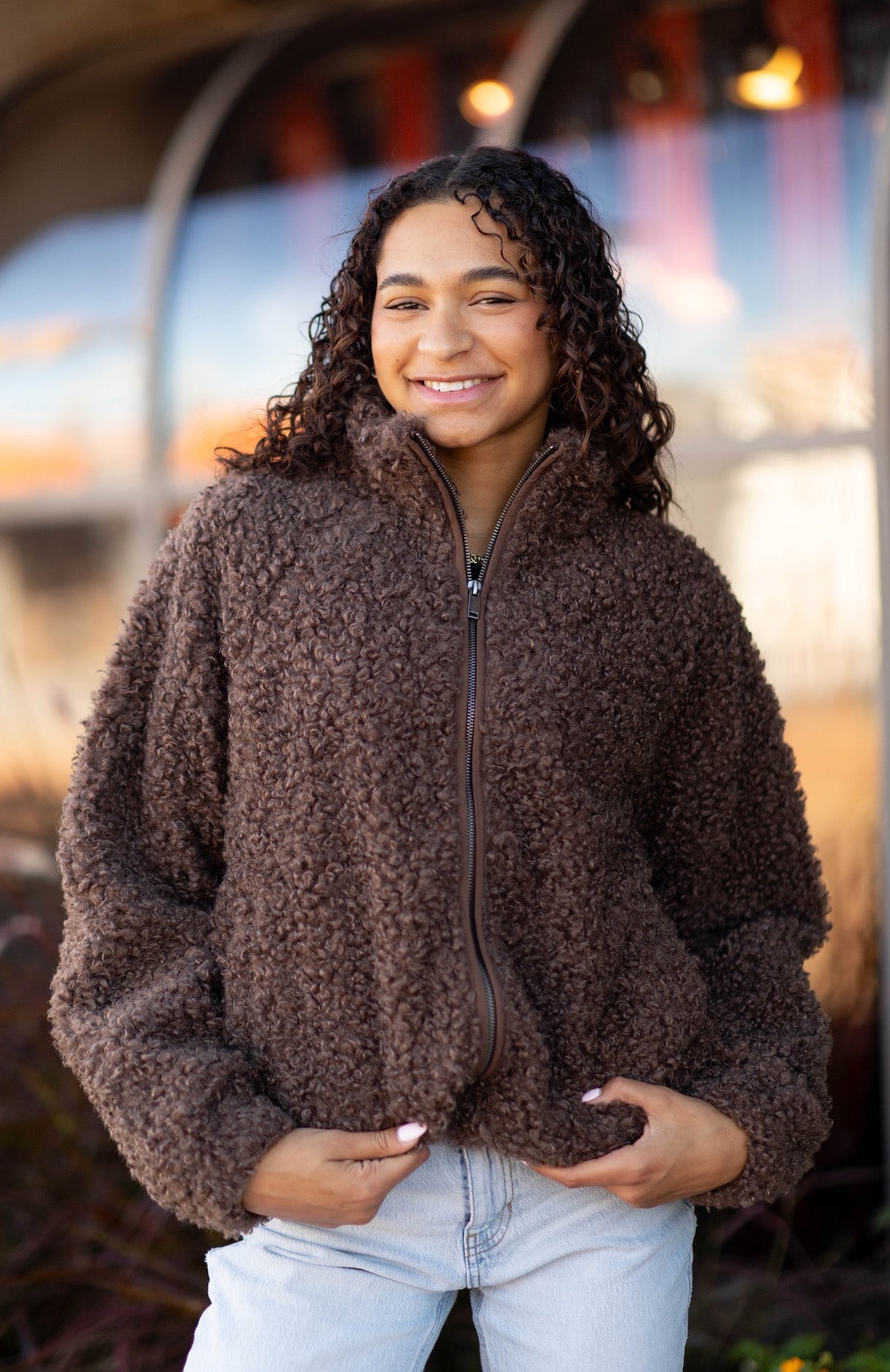 Janna Zip Sherpa Raglan Jacket