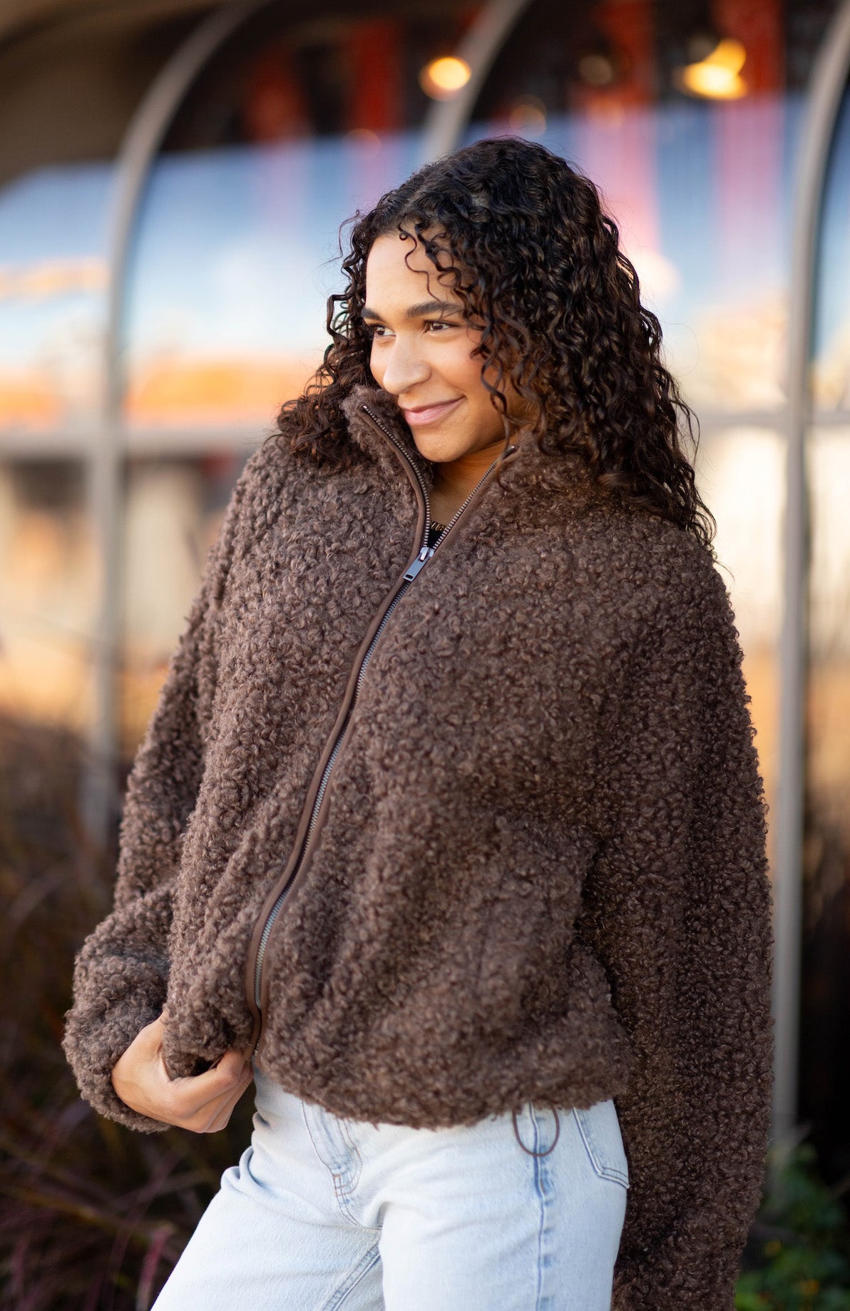 Janna Zip Sherpa Raglan Jacket