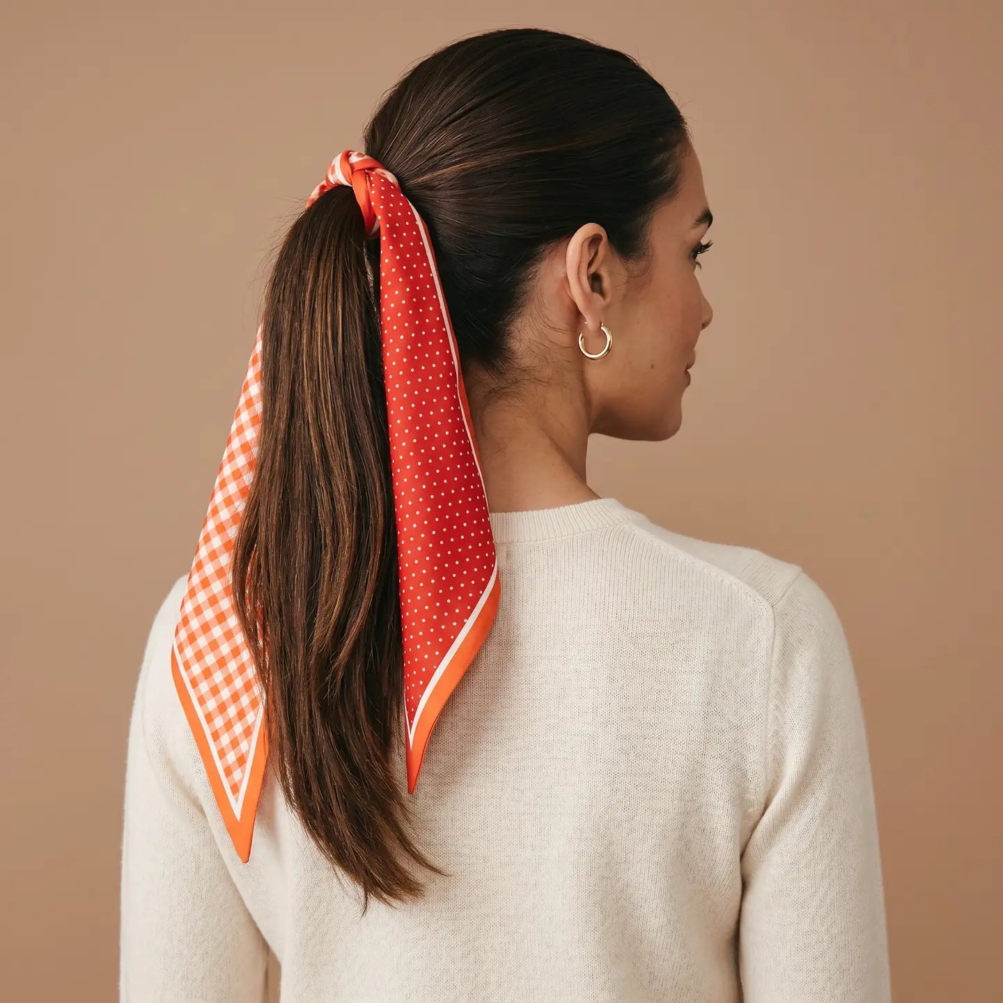 Twirl & Tie Scarf Accessory-Gingham Orange