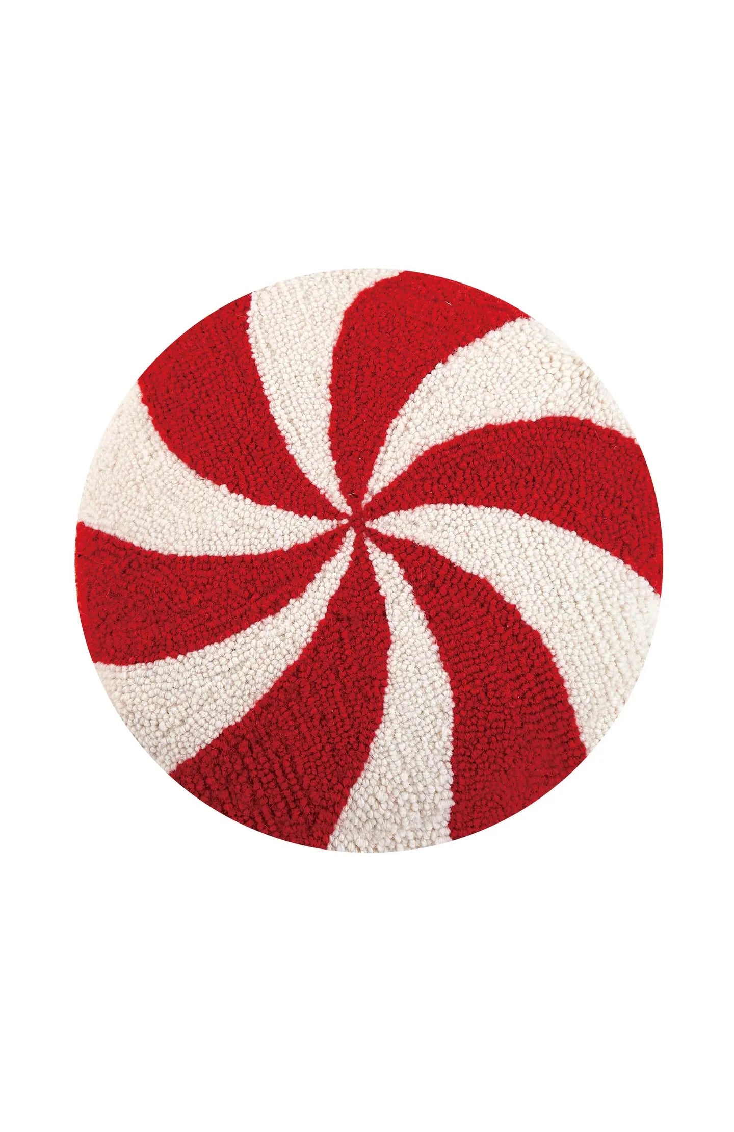 Candy Cane Round Hook Pillow 14"