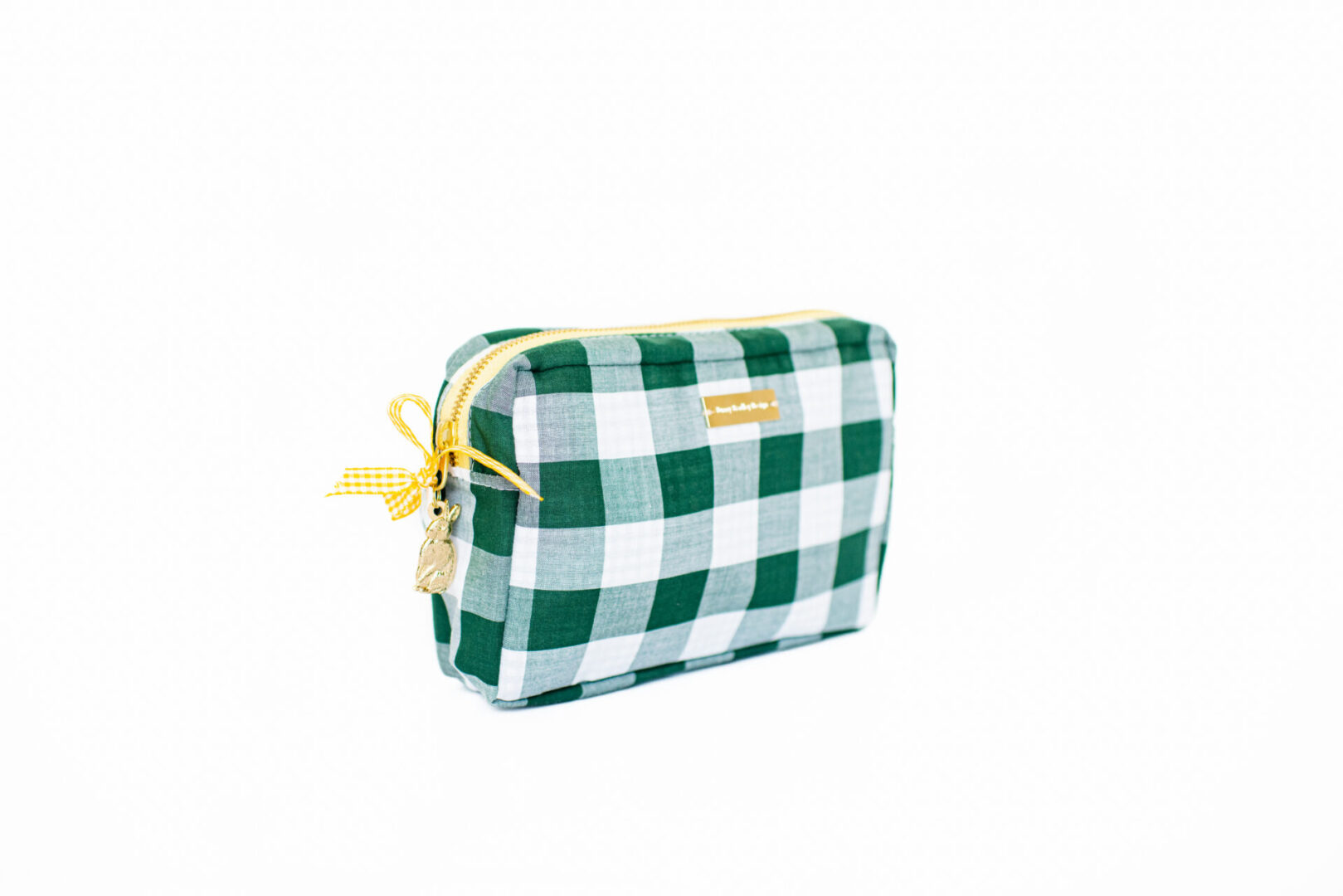 Marigold Bunny's Green Gingham Large Cosmetic Bag