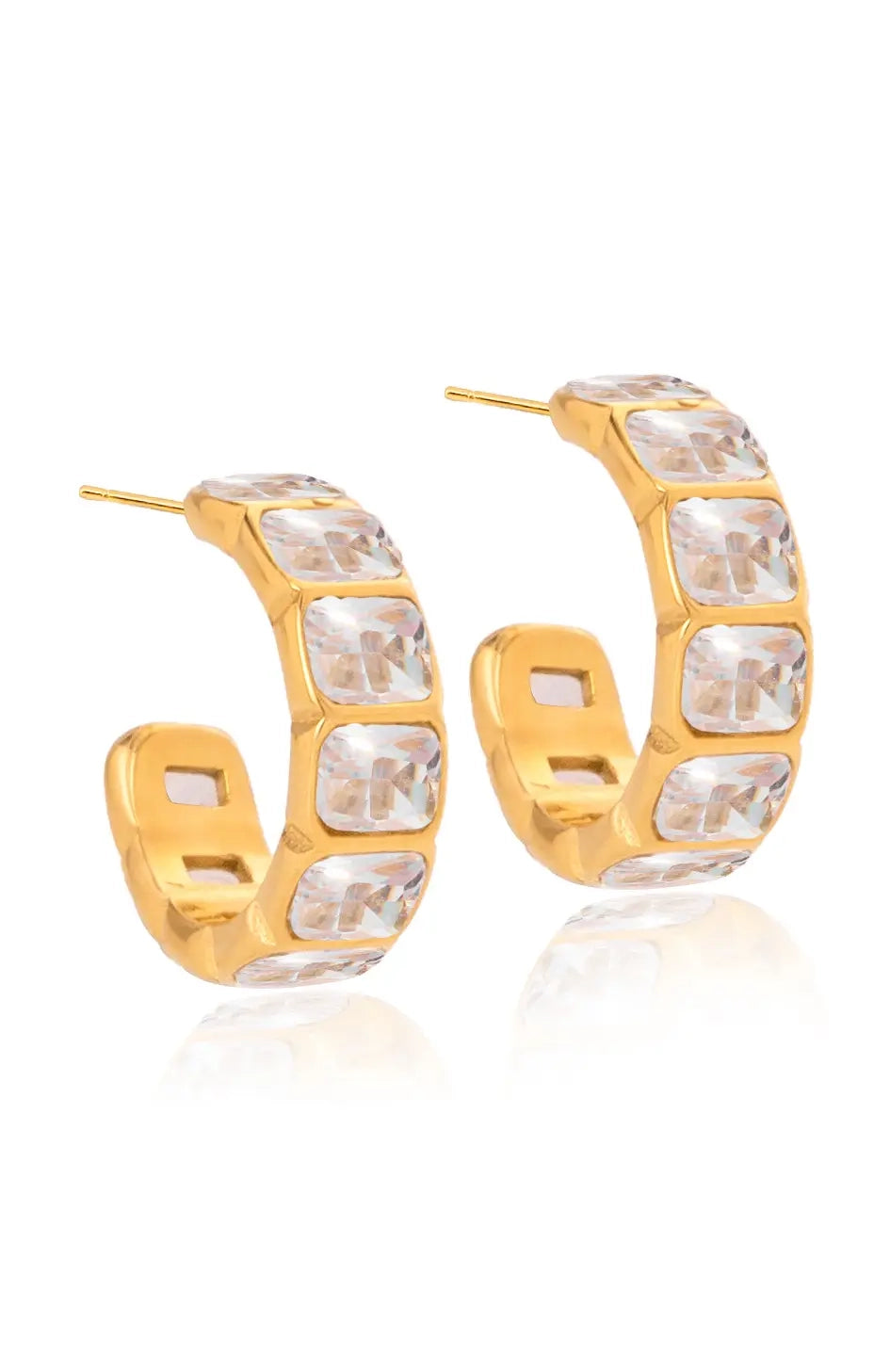 Square Cz Hoop Earrings