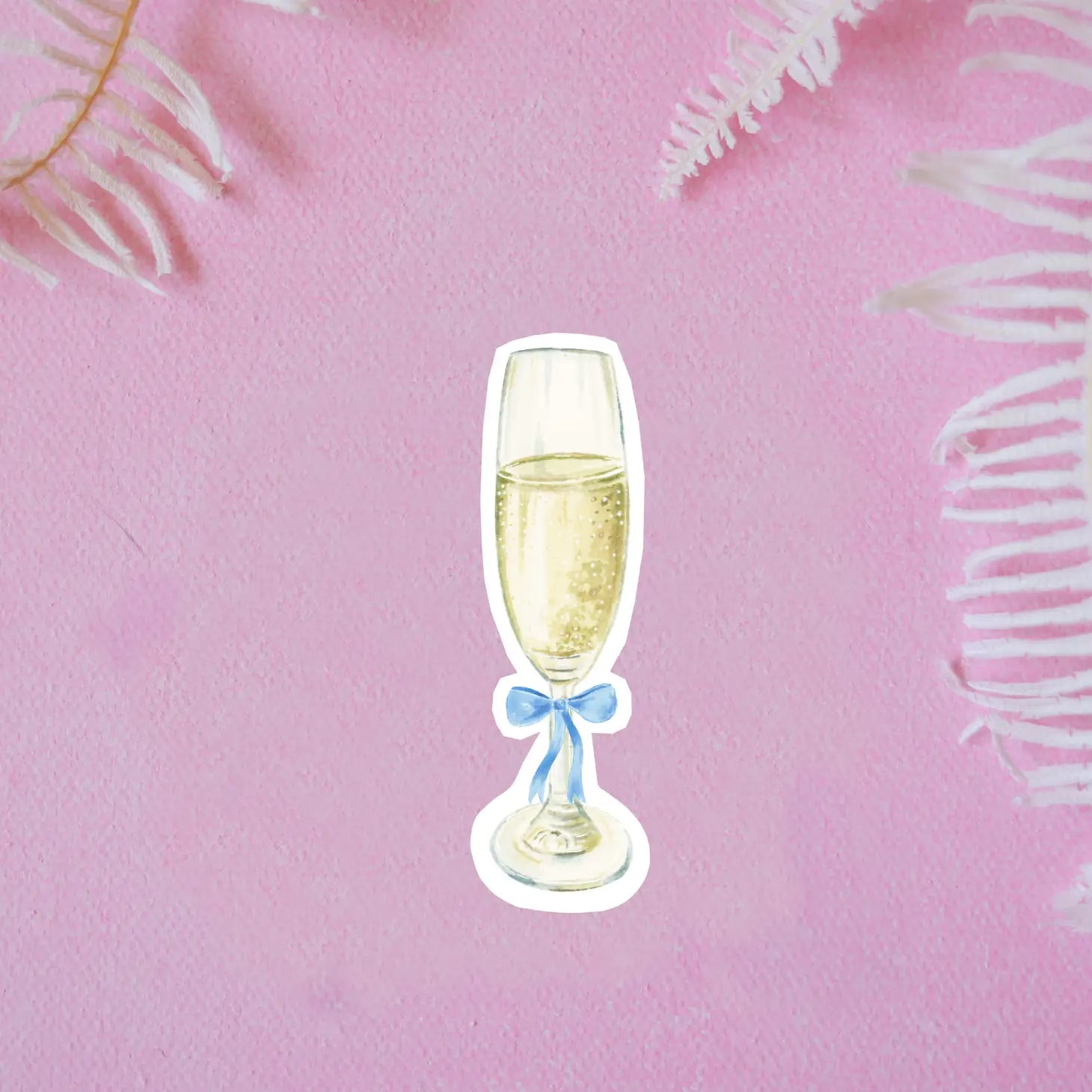 Champagne Glass Bow Vinyl Sticker