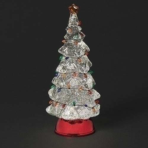12.5"H Lighted Swirl Tree Red Base