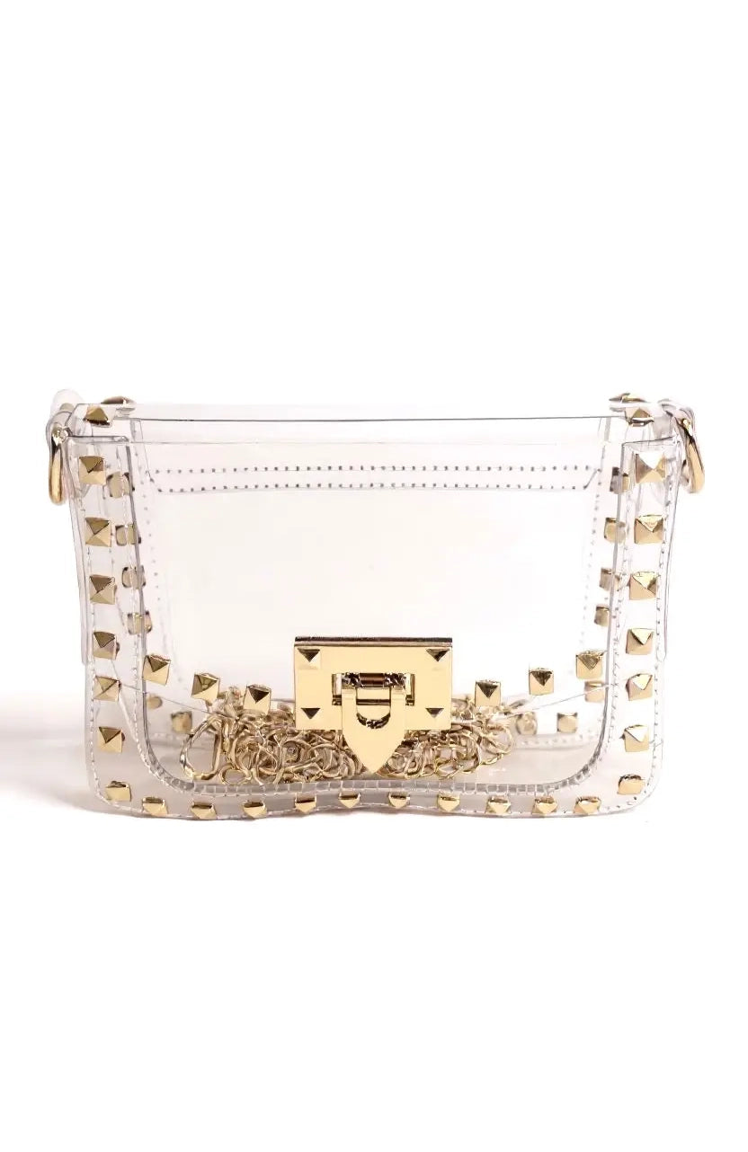 The Stephanie Clear Crossbody Handbag with Rivets