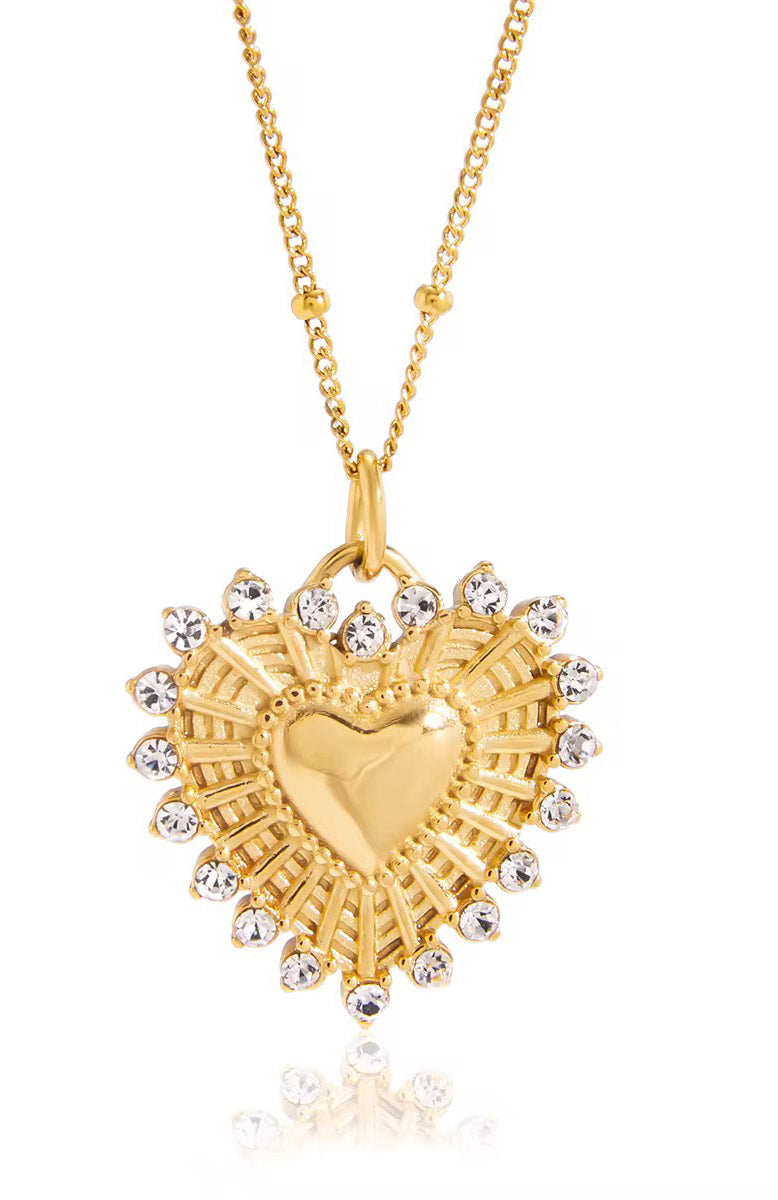 Radiant Heart Pendant Necklace Waterproof