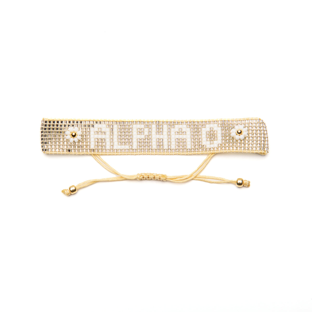 Alpha Omicron Pi Beaded Bracelet Silver/White