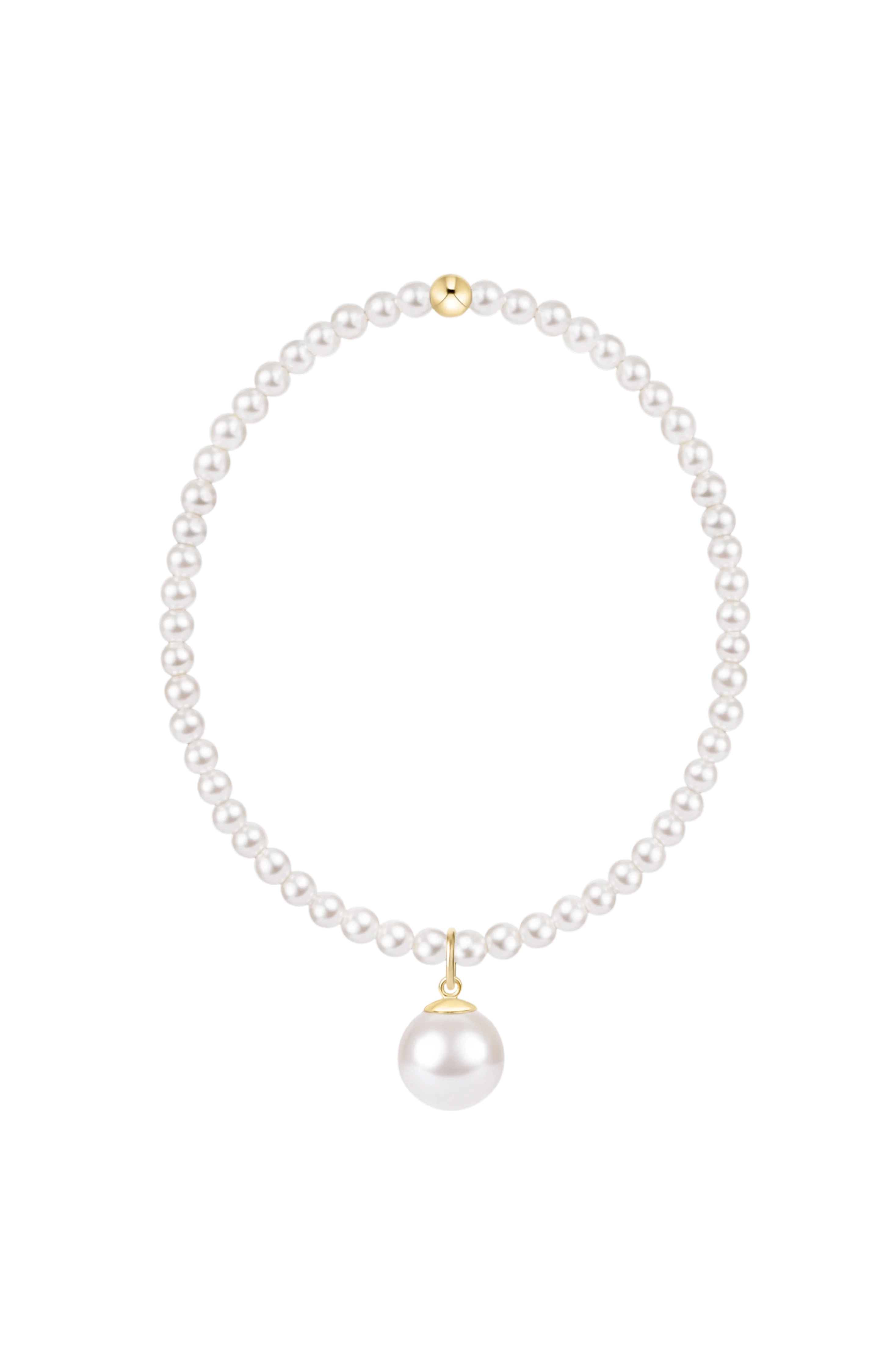Classic Pearl 3mm Bracelet - Classic Pearl 10mm Charm