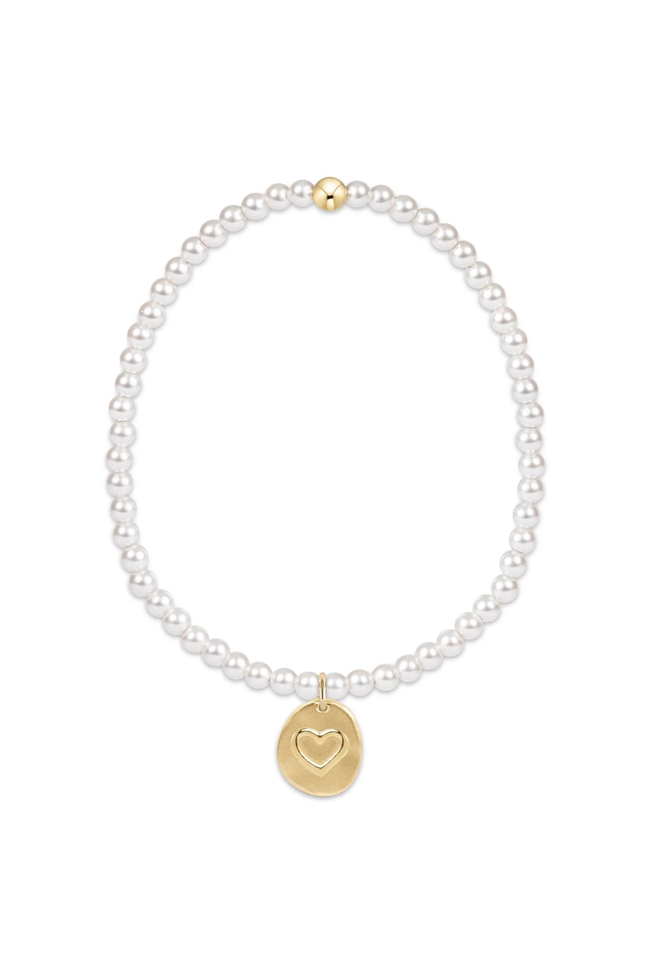 Classic Pearl 3mm Bead Bracelet - Inspire Love Small Gold Charm