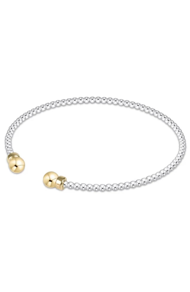 Classic Mixed Metal 2mm Bead Cuff - Gold
