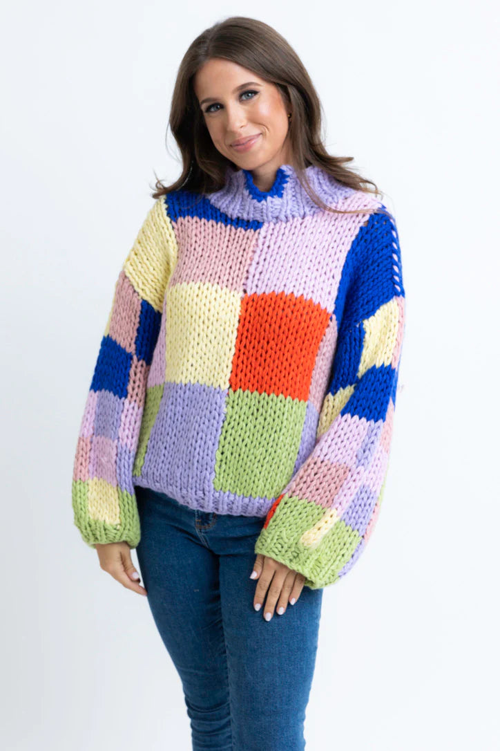 So Sweet Colorblock Crochet Sweater