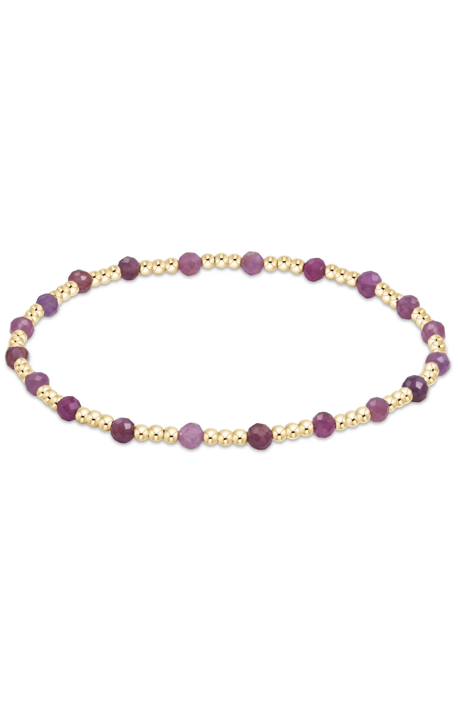 Gemstone Gold Sincerity Pattern 3mm Bead Bracelet - Ruby