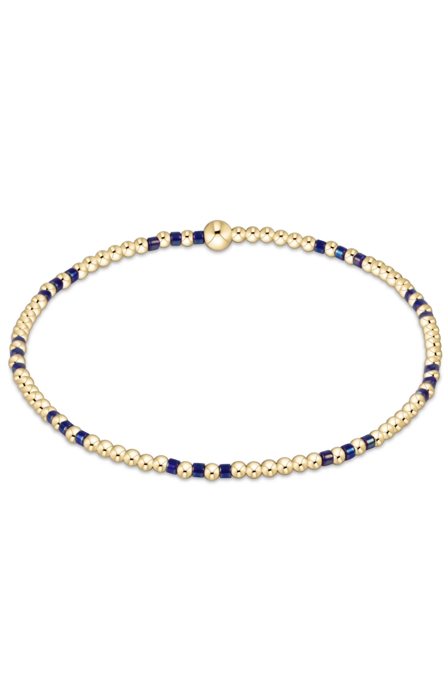 Hope Joy Pattern 2mm Bead Bracelet - Blue Metallic