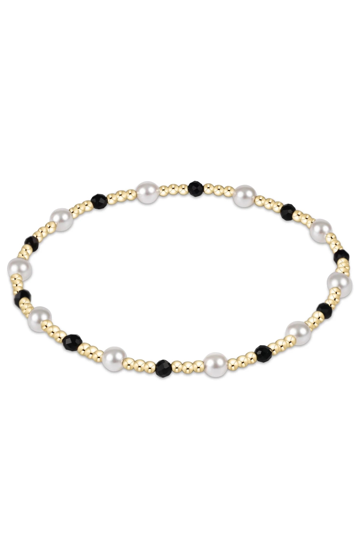 Pearl Sincerity Pattern 4mm Bead Bracelet - Faceted Onyx