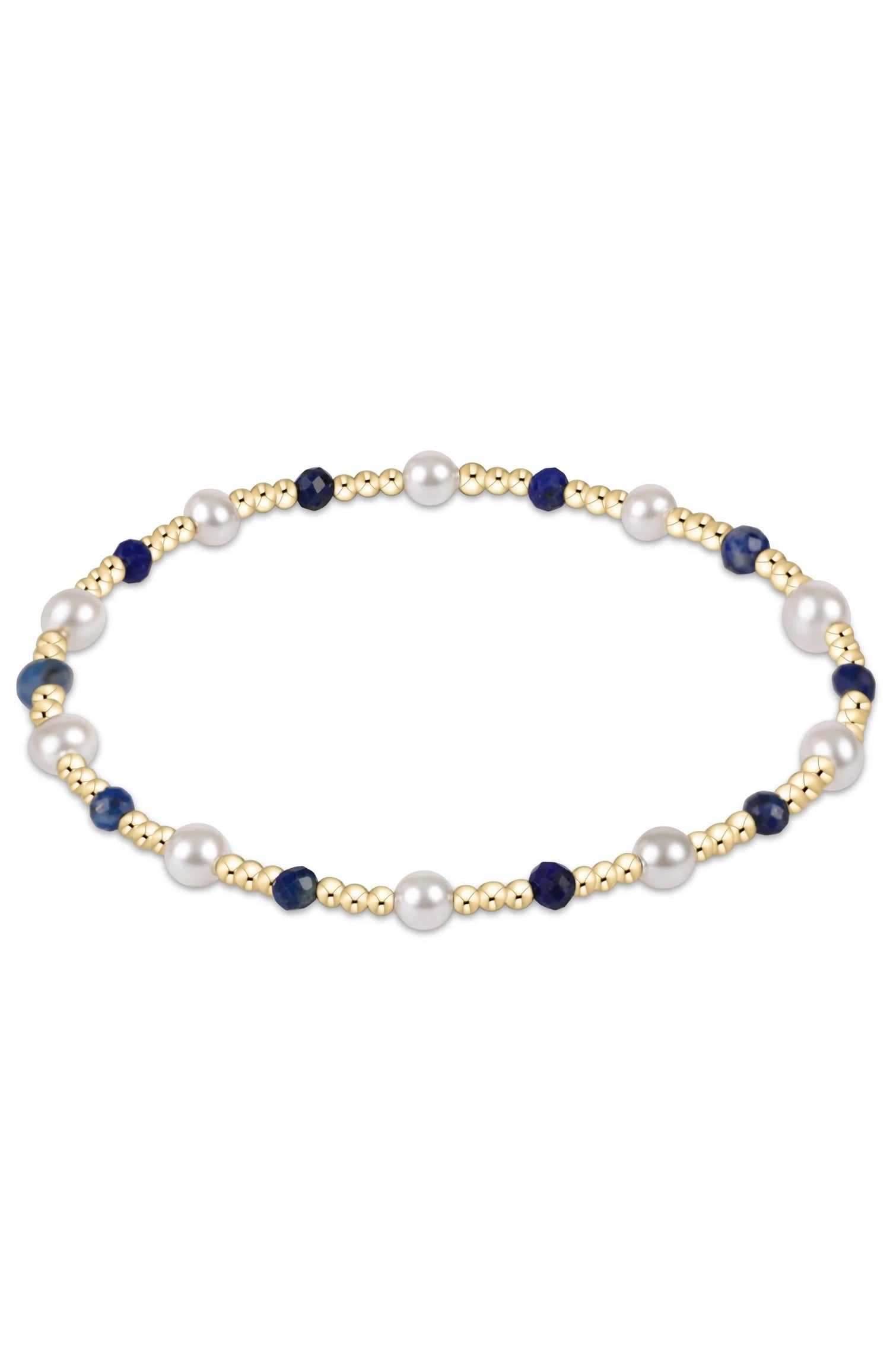 Pearl Sincerity Pattern 4mm Bead Bracelet - Lapis