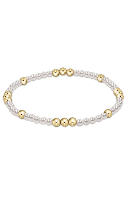 WORTHY PATTERN 3MM BEAD BRACELET - PEARL