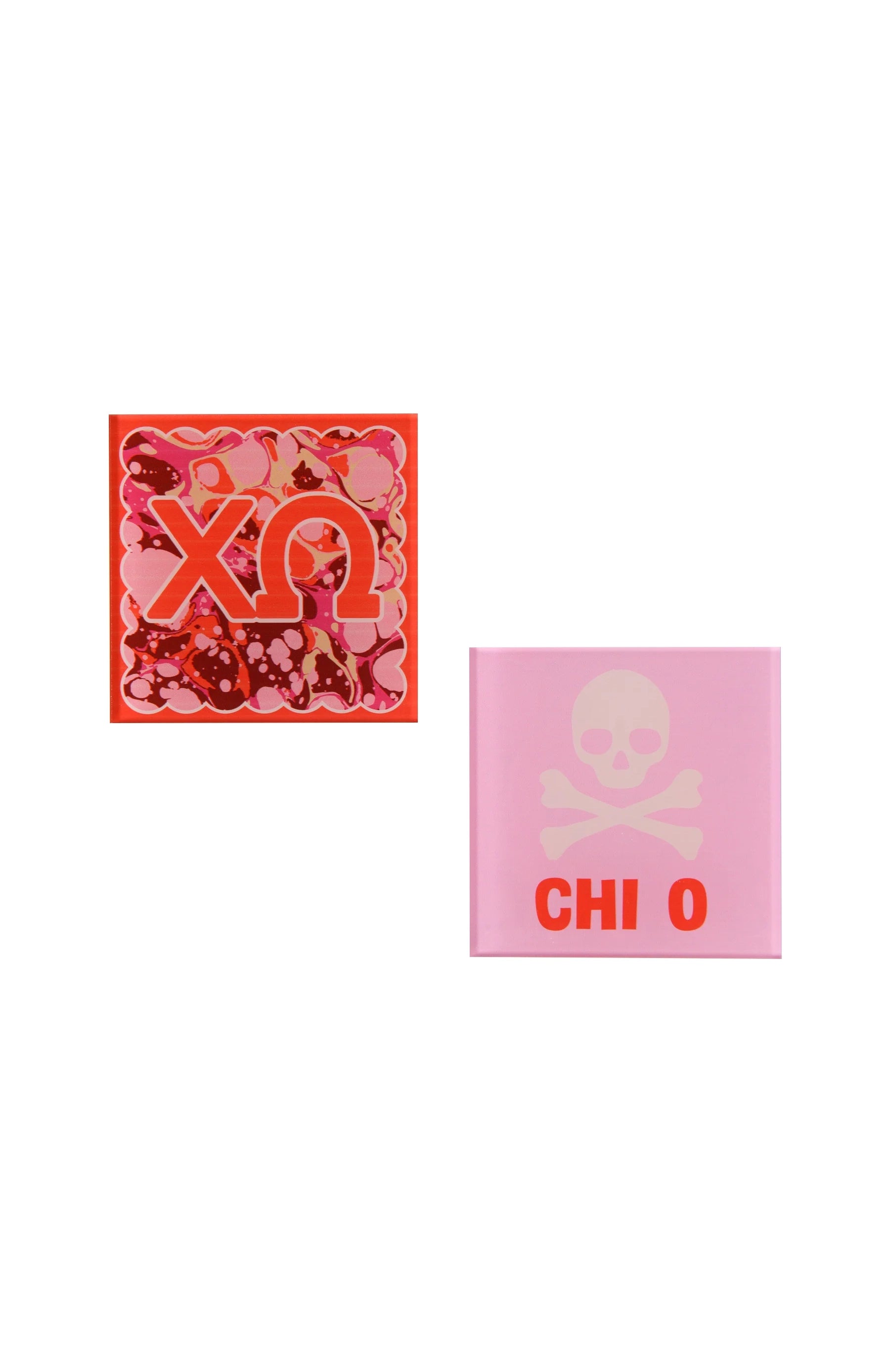 Sorority Reversible Acrylic Marbled Coaster - Chi Omega