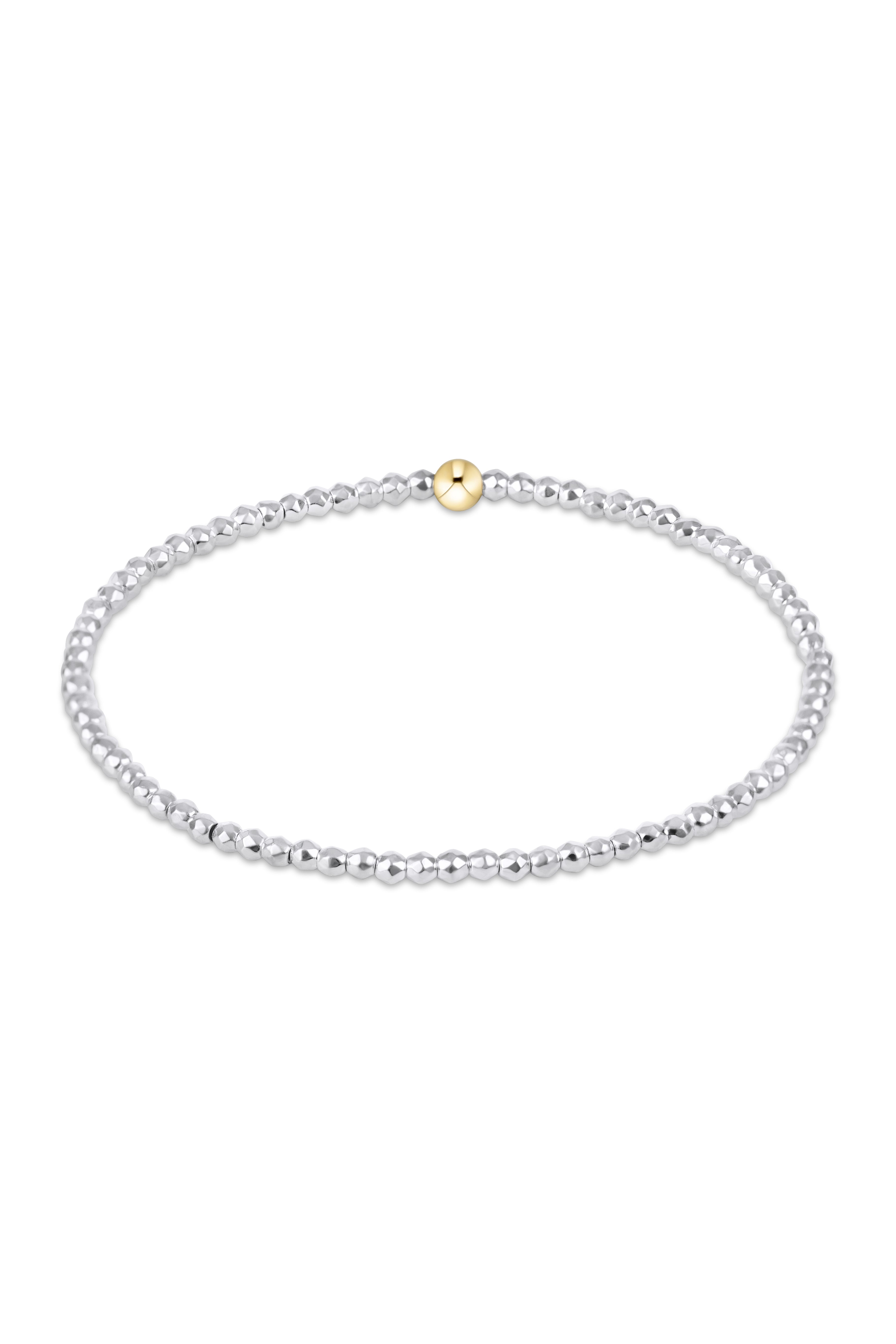 egirl Bright Silver Faceted Hematite 2mm Bead Bracelet