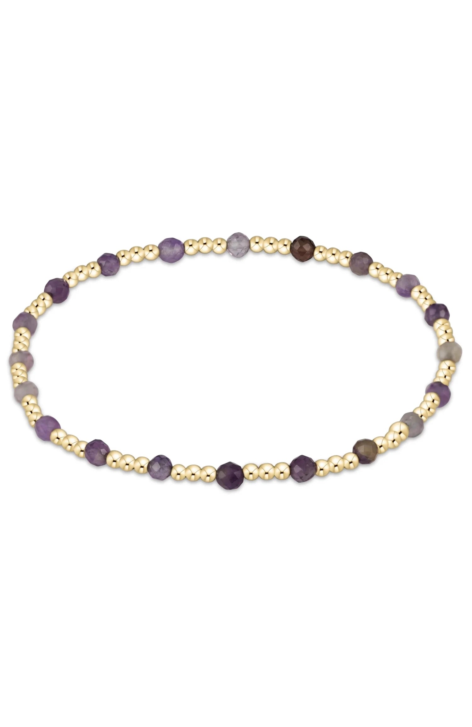 egirl Gemstone Gold Sincerity Pattern 3mm Bead Bracelet - Amethyst