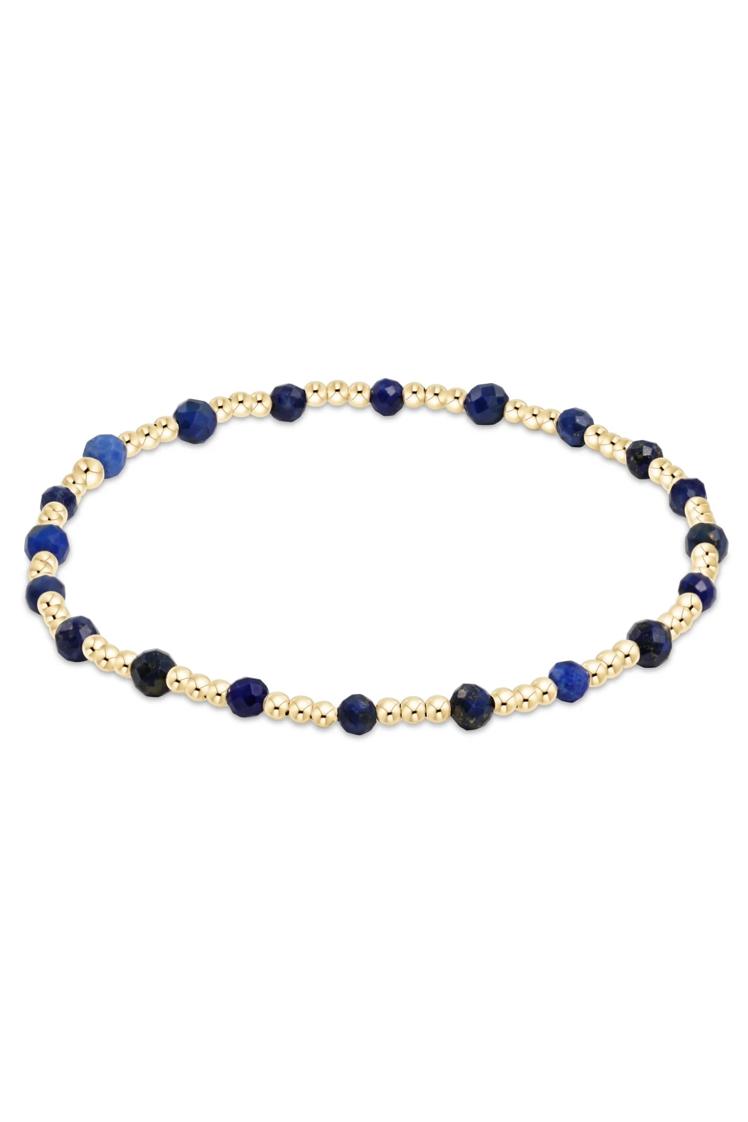 egirl Gemstone Gold Sincerity Pattern 3mm Bead Bracelet - Lapis