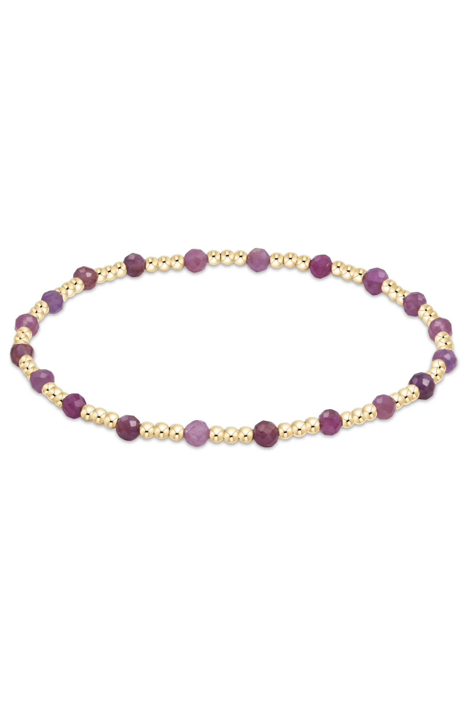 egirl Gemstone Gold Sincerity Pattern 3mm Bead Bracelet - Ruby