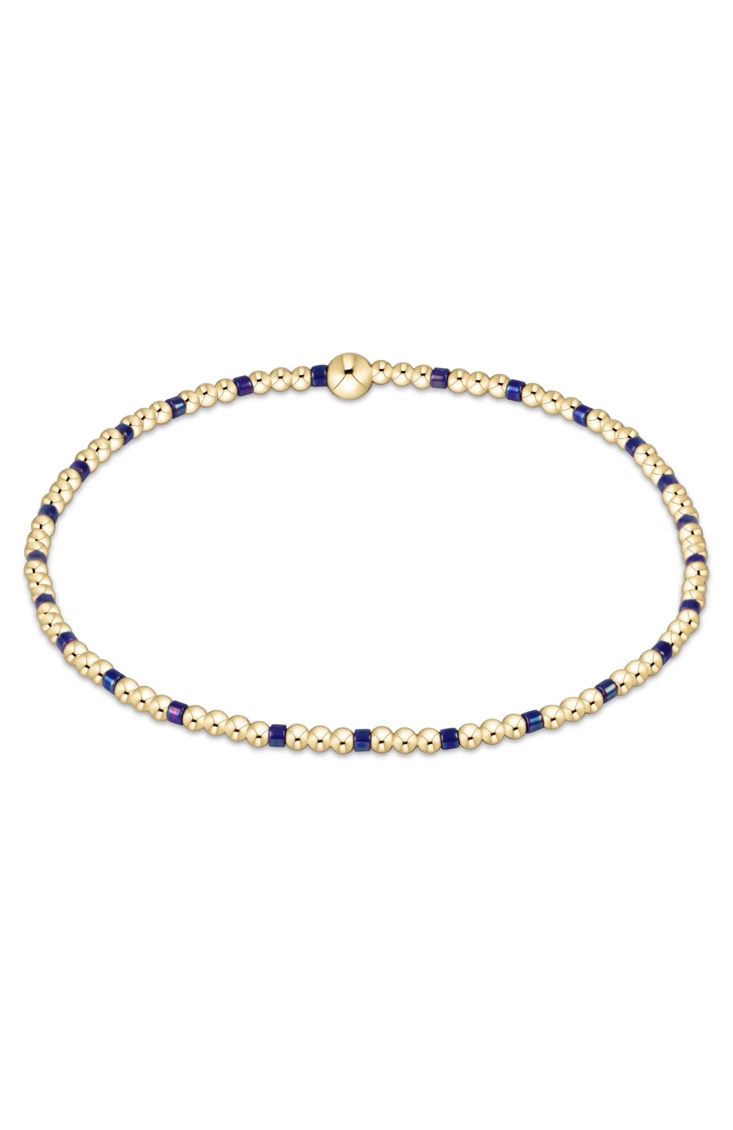 egirl Hope Sincerity Pattern 2mm Bead Bracelet - Blue Metallic