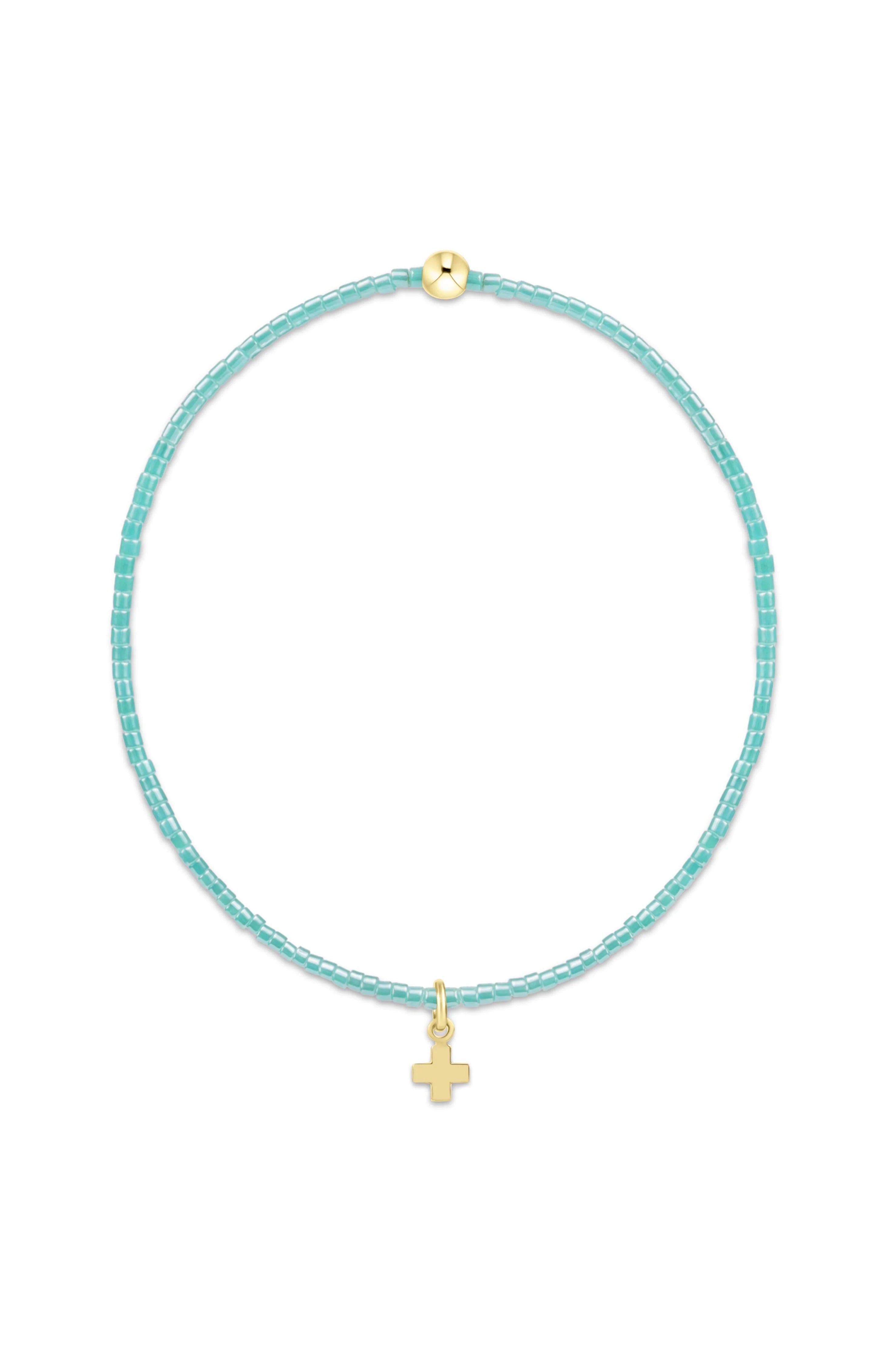 Hope Classic Sea Glass Bracelet - Signature Cross Small Gold Charm