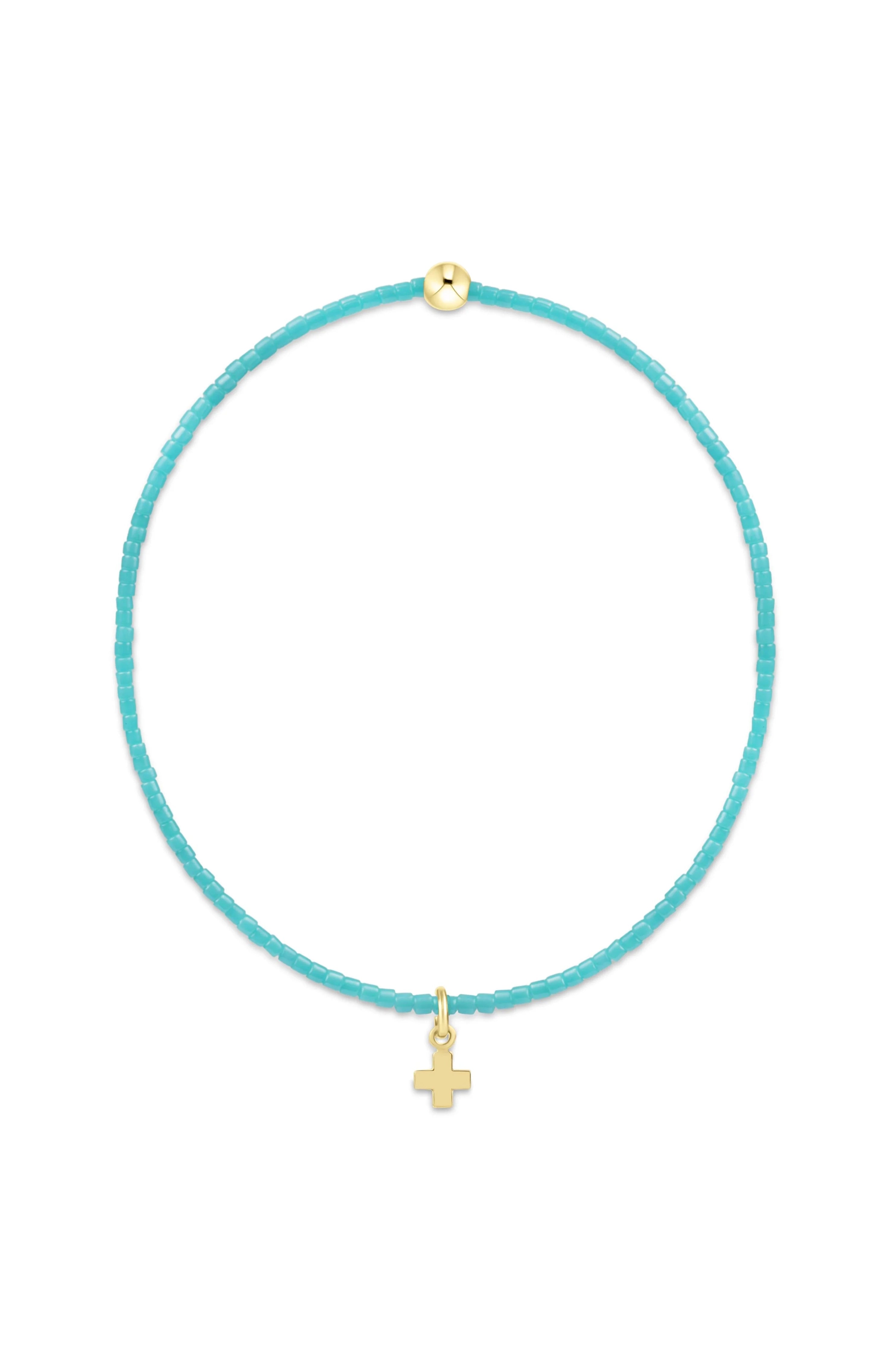 Hope Classic Turquoise Bracelet - Signature Cross Small Gold Charm