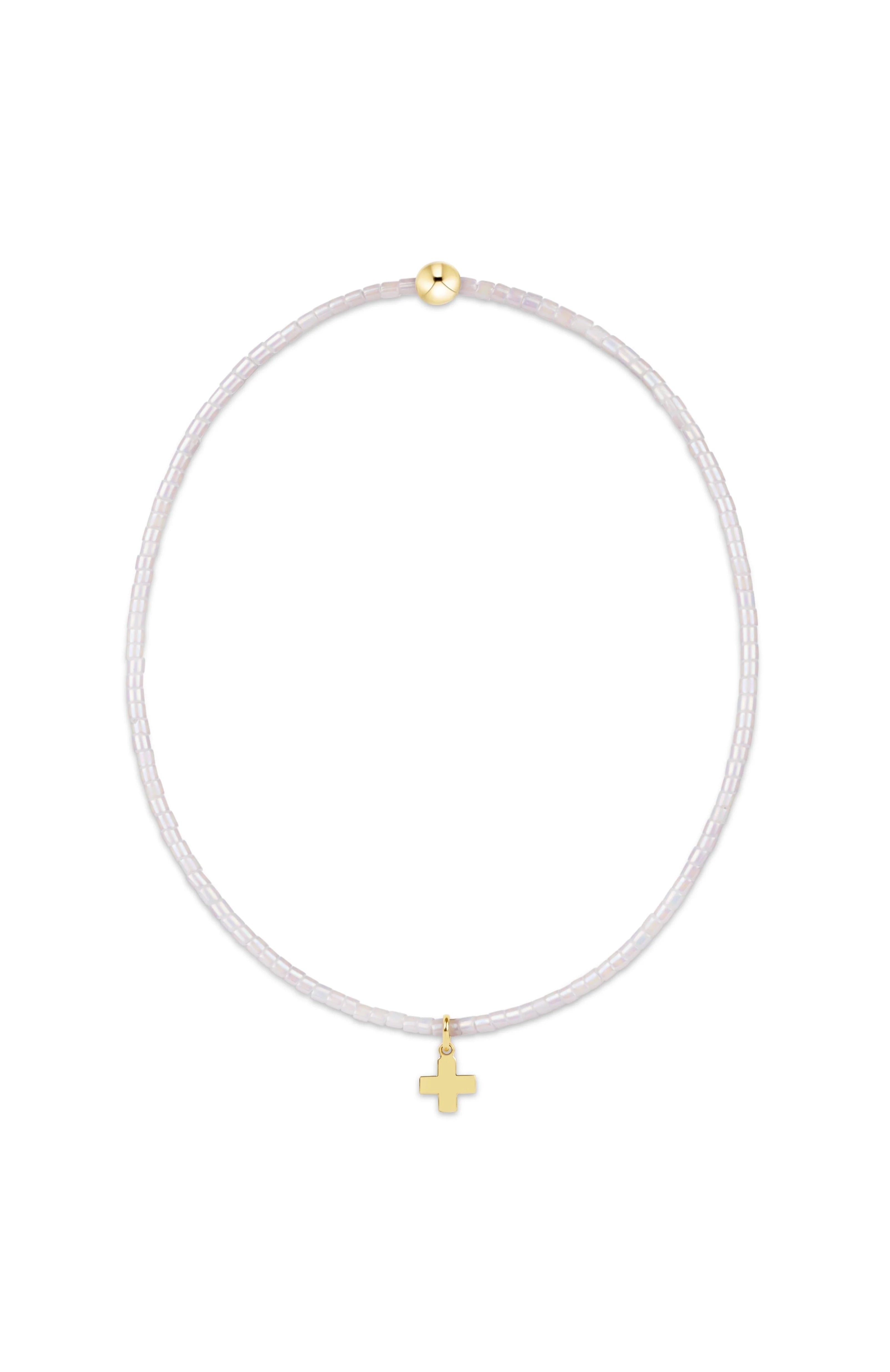 Hope Classic Silky White Bracelet - Signature Cross Small Gold Charm