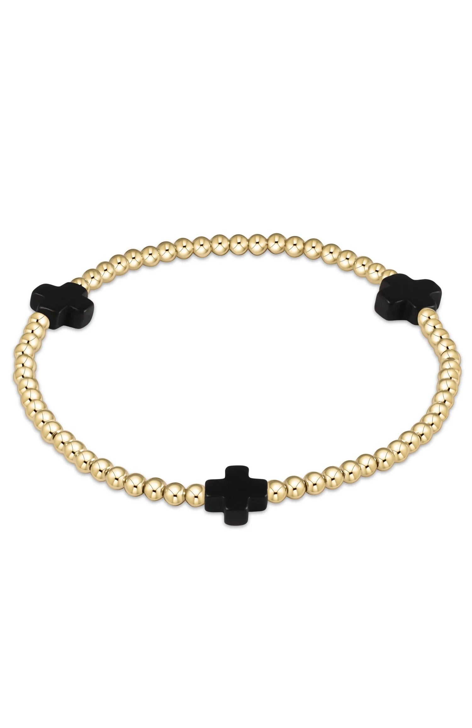 enewton Extends - Signature Cross Gold Pattern 3mm Bead Bracelet - Onyx