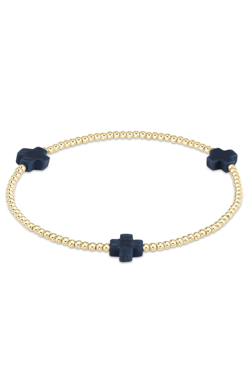 Signature Cross Gold 2mm Bracelet Navy