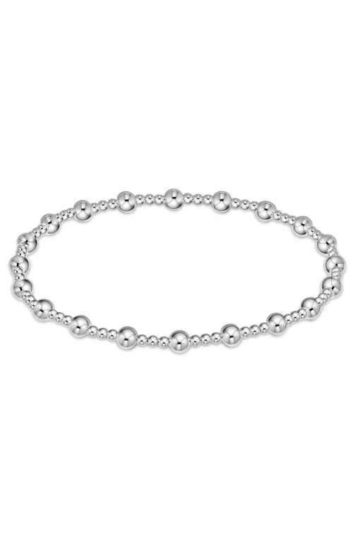 EXTENDS -CLASSIC SINCERITY PATTERN 4MM BEAD BRACELET - STERLING