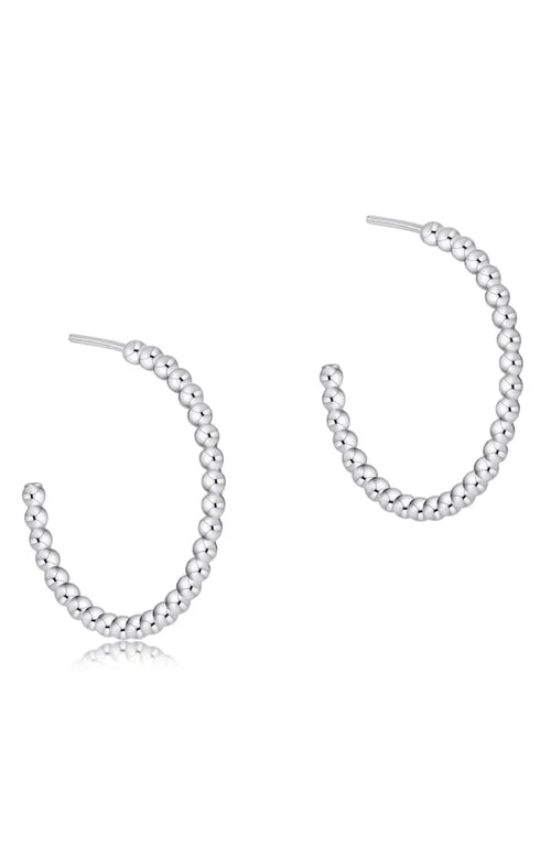 Beaded Classic 1.25" Post Hoop - 3mm Sterling