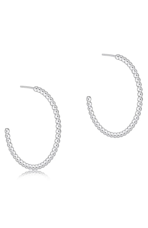 Beaded Classic 1.25" Post Hoop - 2mm Sterling