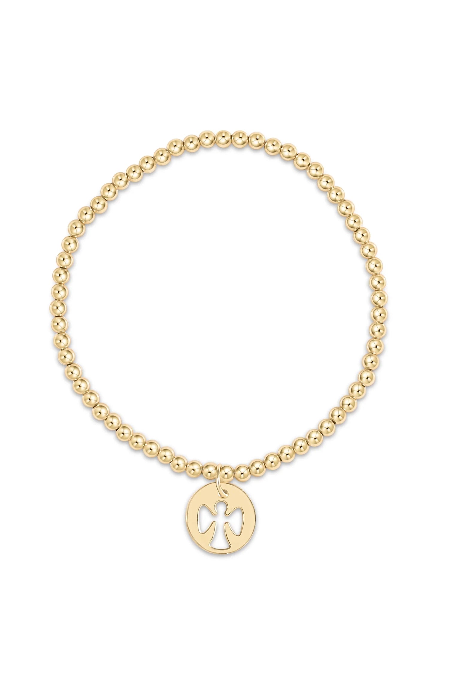 Classic Gold 3mm Bead Bracelet - Guardian Angel Gold Disc