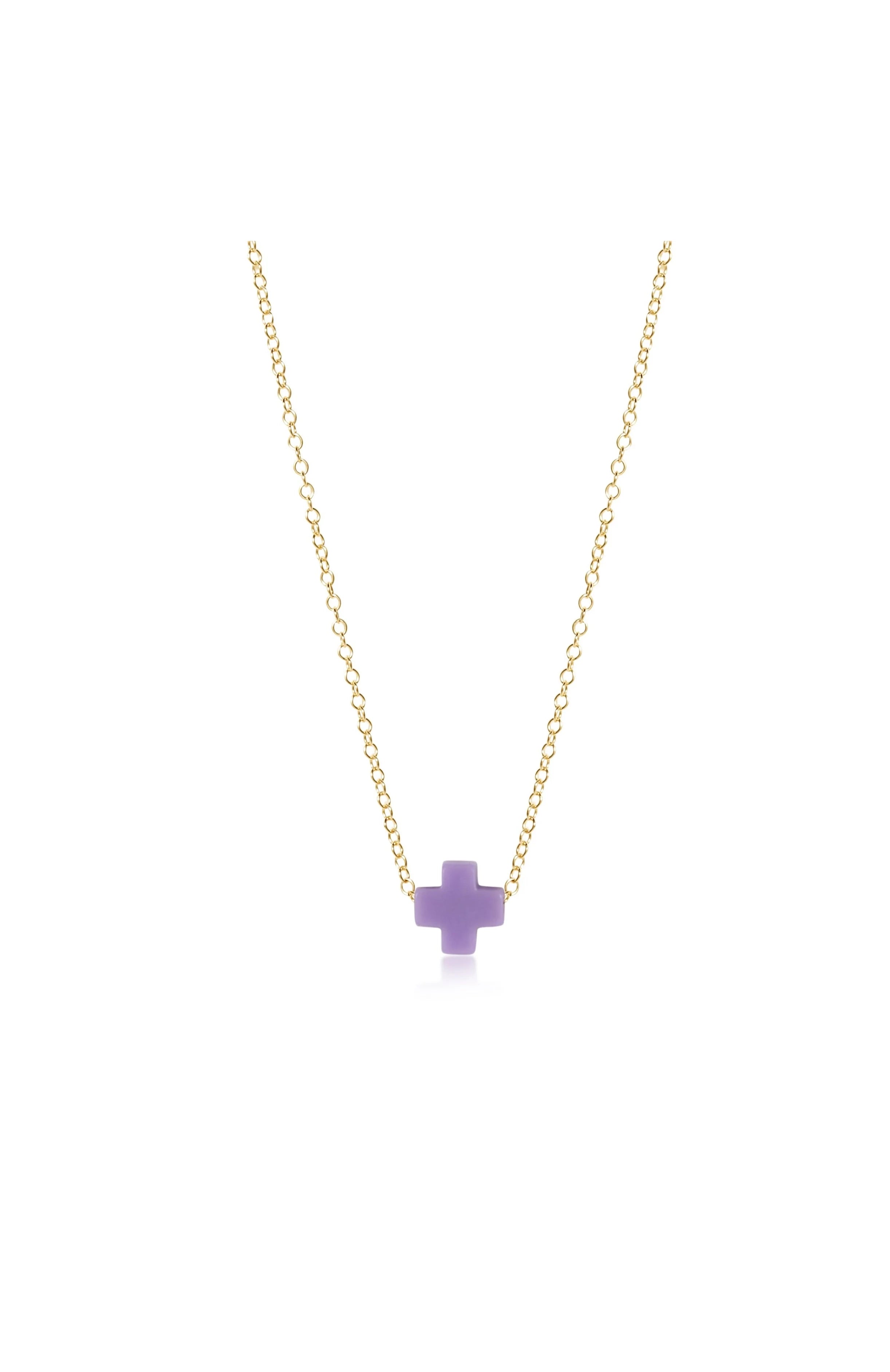EGIRL 14" Necklace Gold Signature Cross Purple