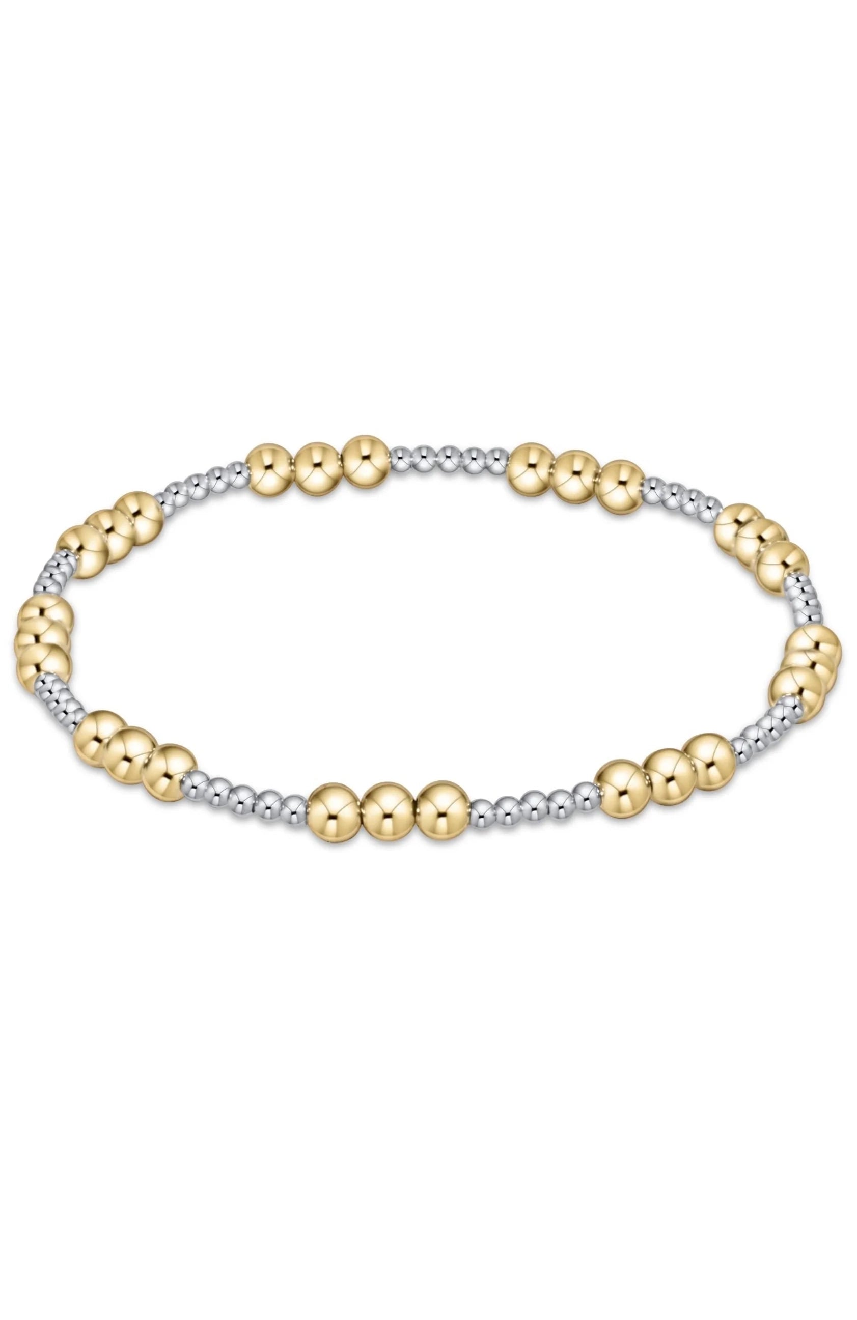 CLASSIC JOY PATTERN 4MM BEAD BRACELET - MIXED METAL