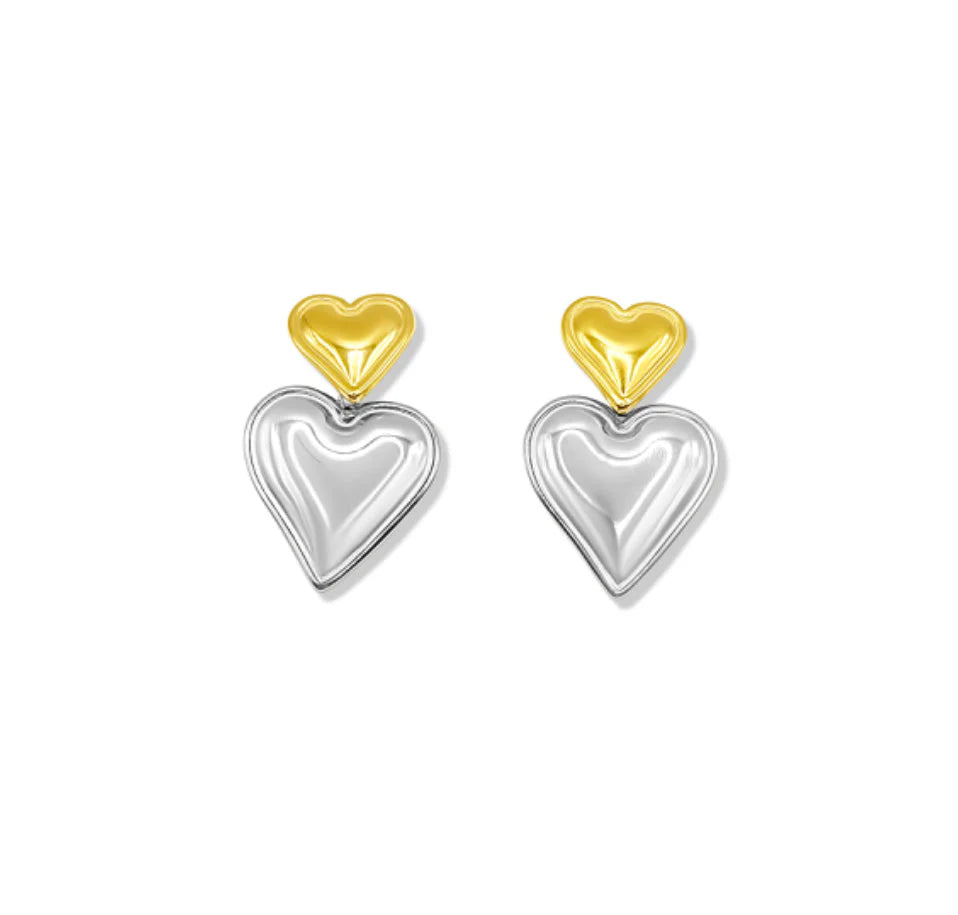 Evette Earring, Silver + Gold