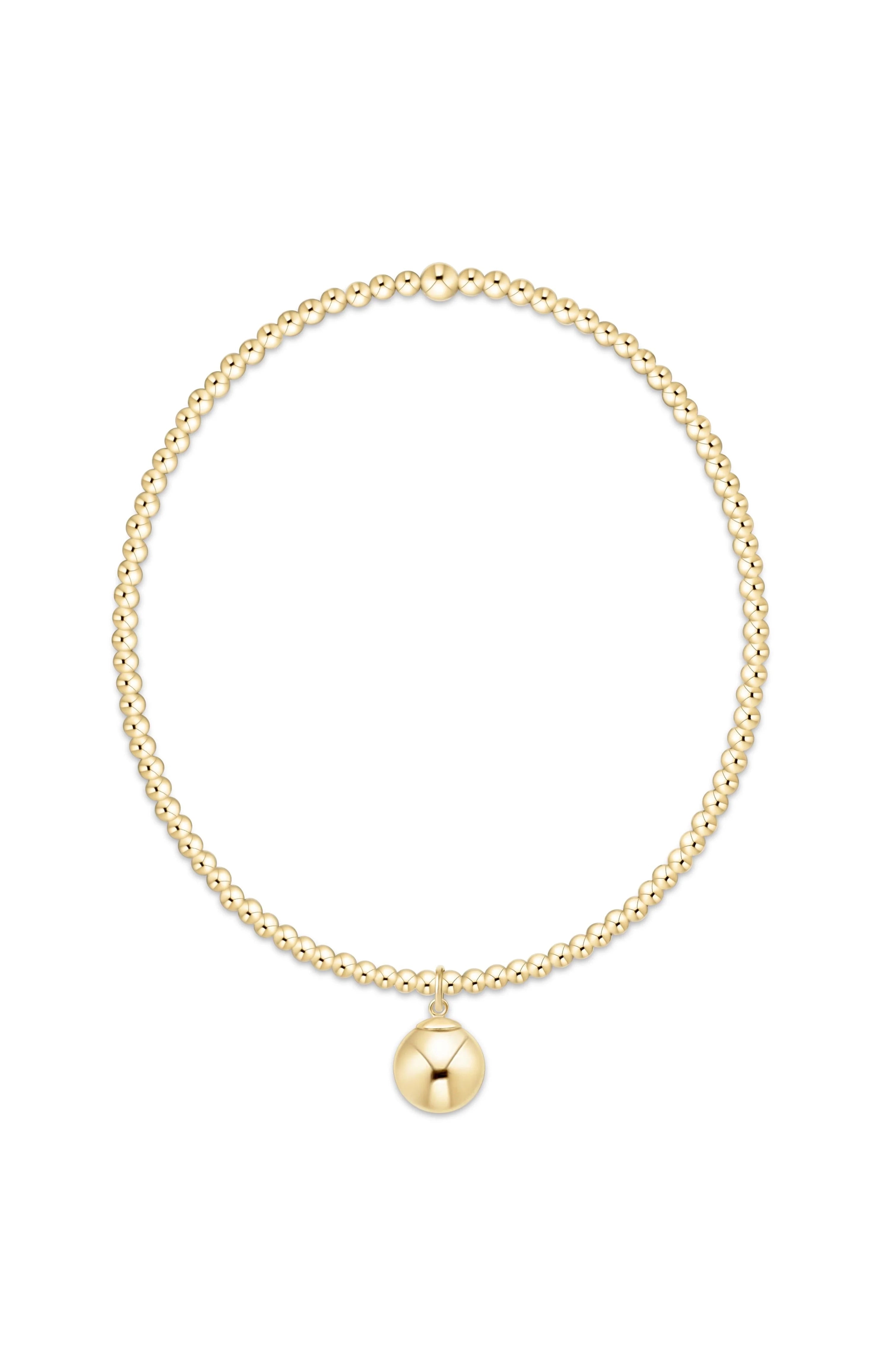 Classic Gold 2mm Bracelet - Classic Gold 8mm Charm