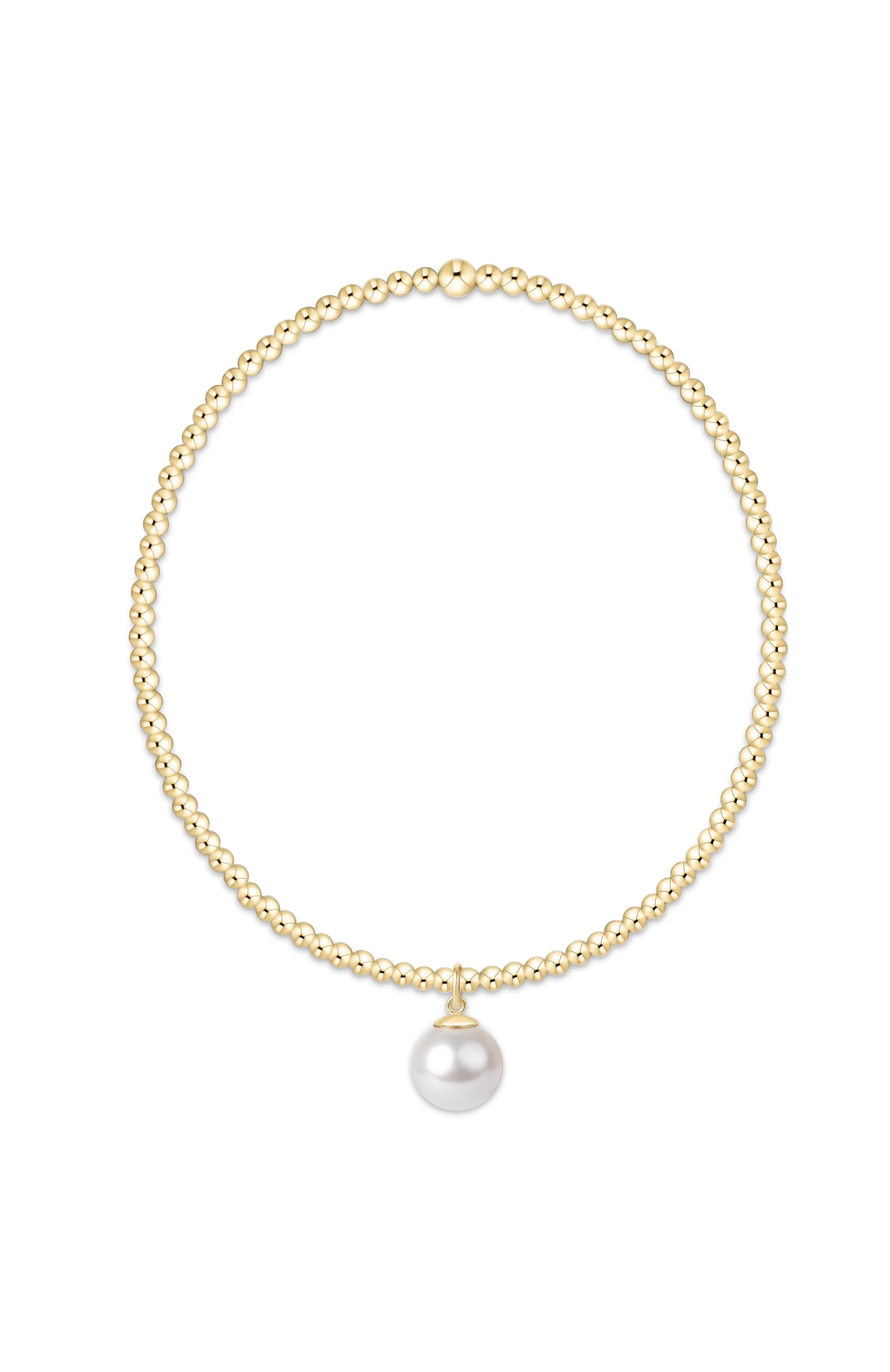 Classic Gold 2mm Bracelet - Classic Pearl 8mm Charm