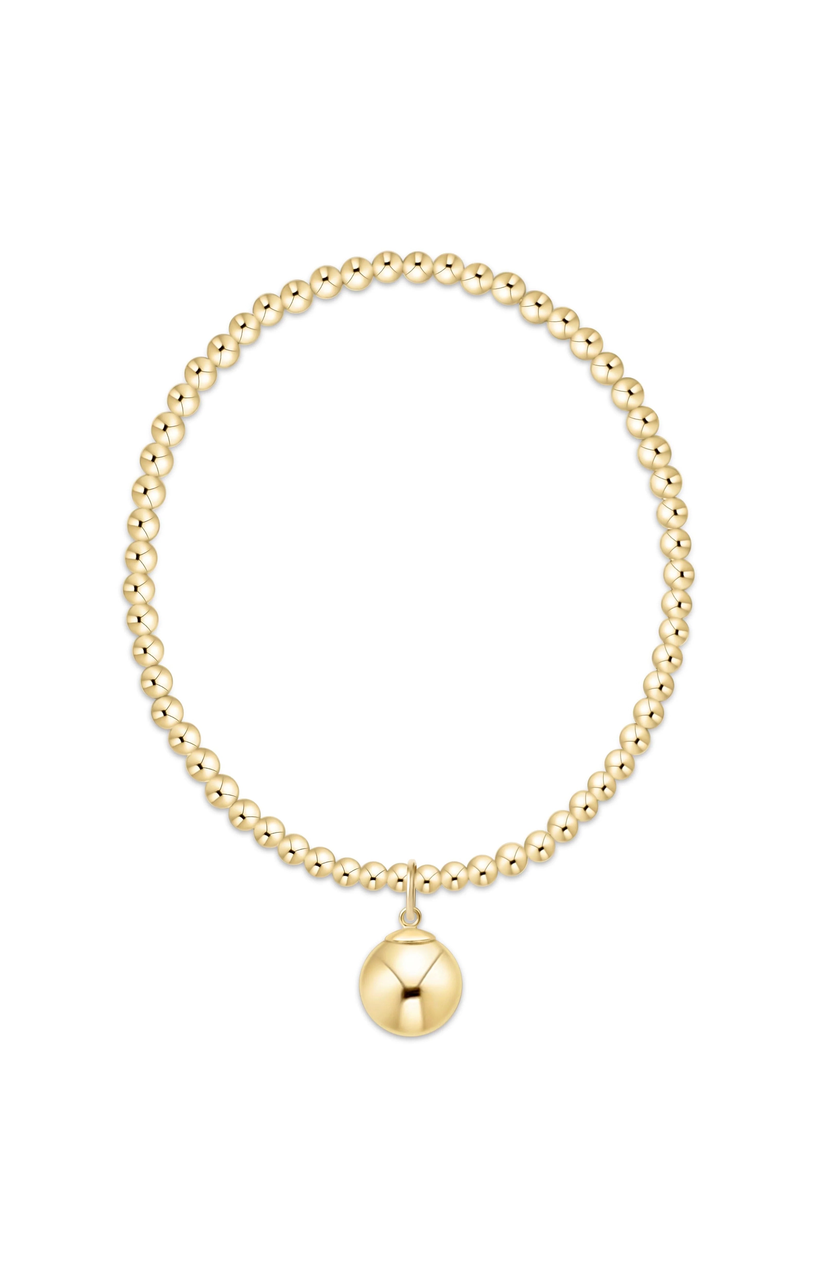 Classic Gold 3mm Bracelet - Classic Gold 10mm Charm