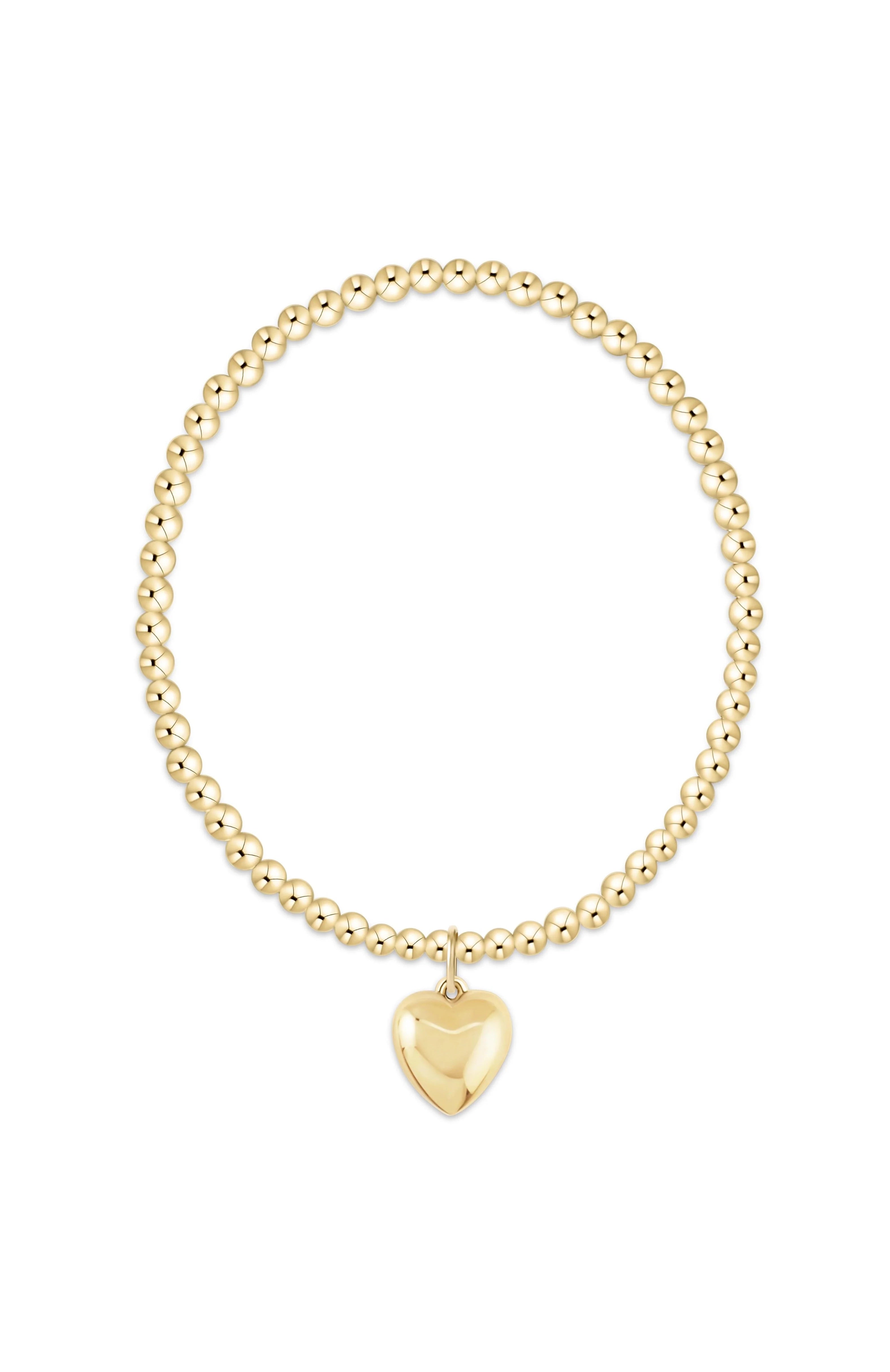Classic Gold 3mm Bracelet - Love Plush Gold Charm