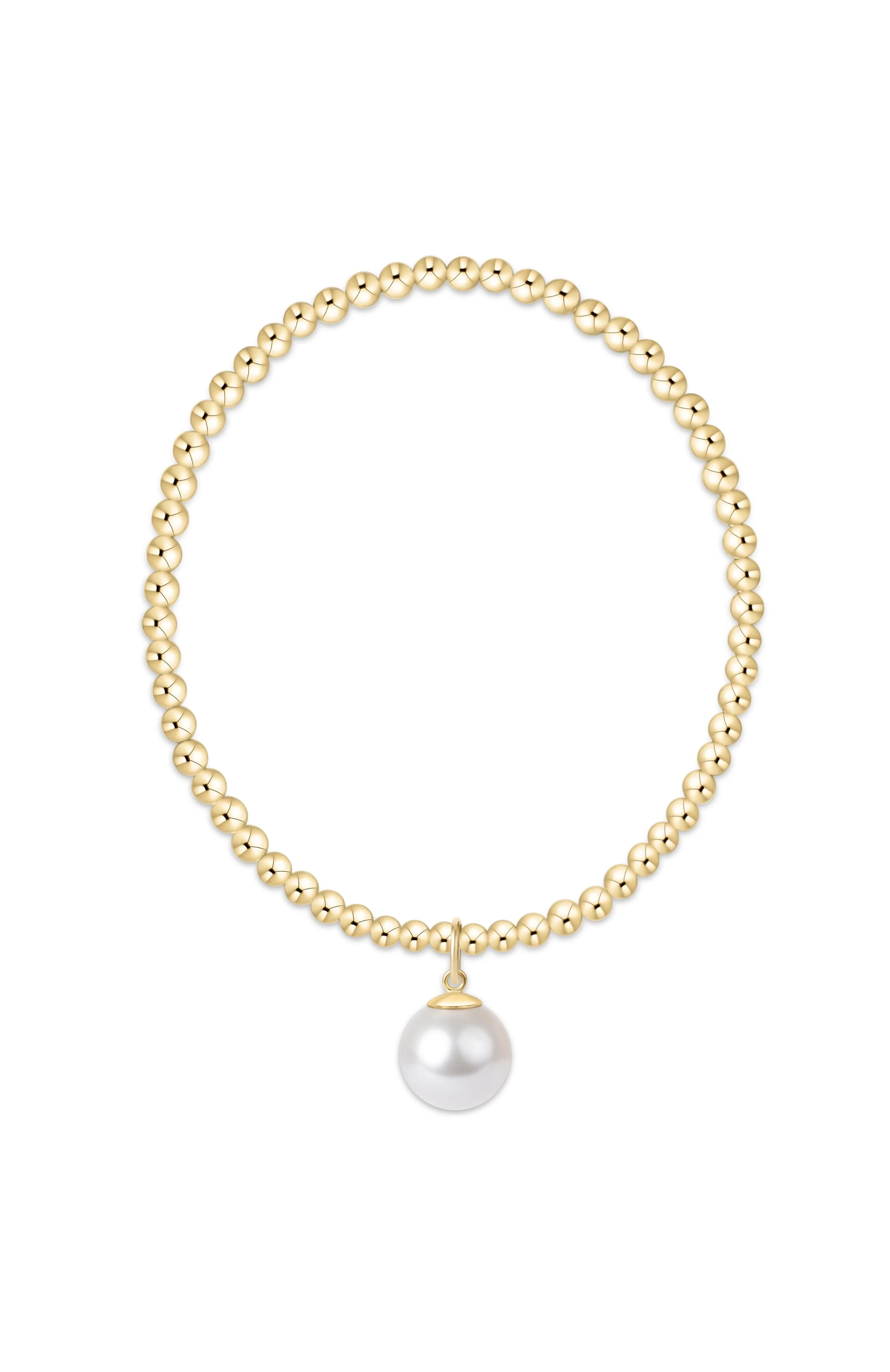 Classic Gold 3mm Bracelet - Classic Pearl 10mm Charm