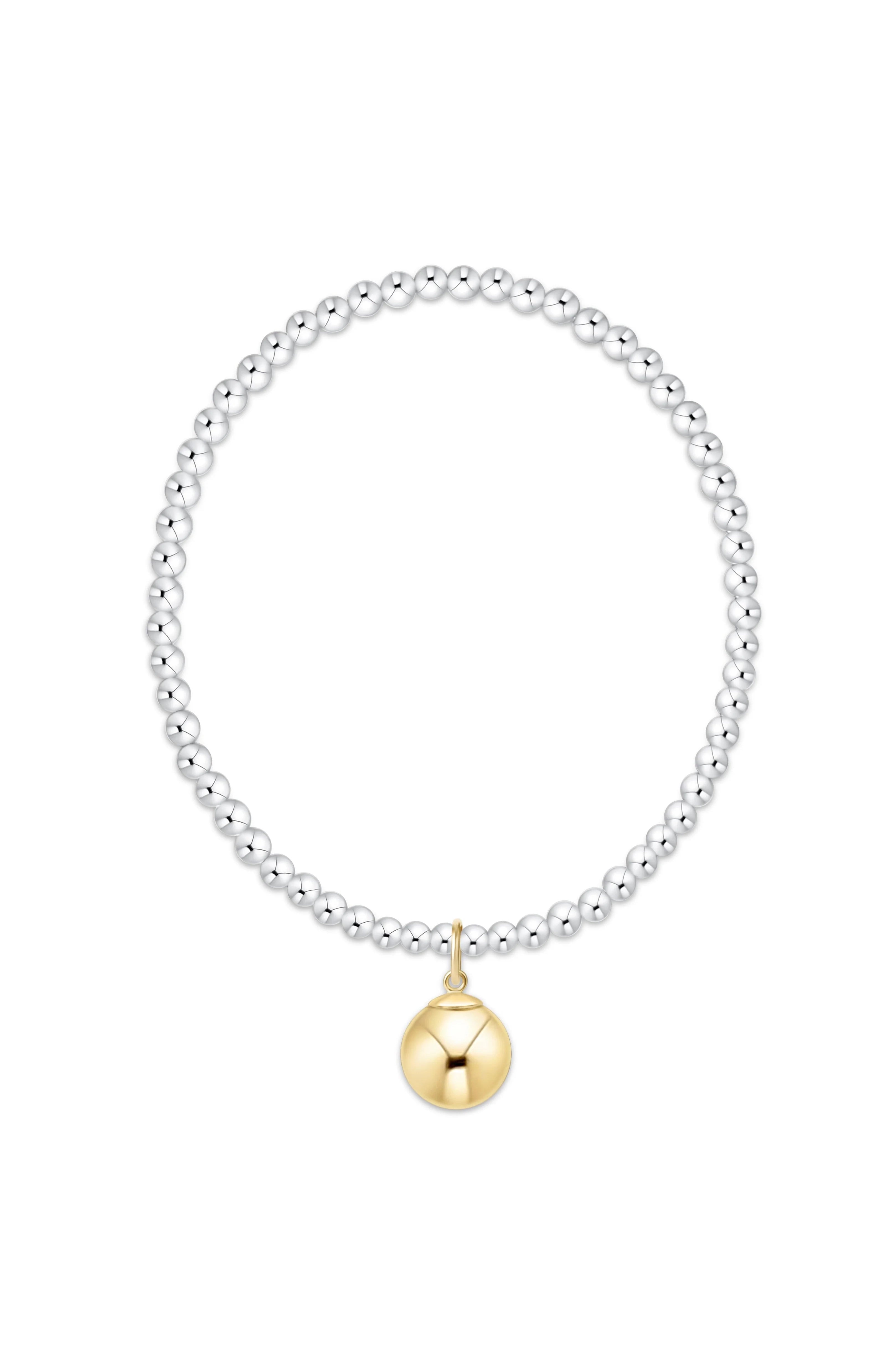 Classic Mixed Metal 3mm Bracelet - Classic Gold 10mm Charm