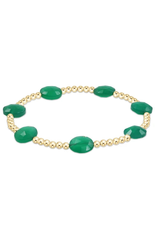 EXTENDS ADMIRE GOLD 3MM BEAD BRACELET GREEN ONYX