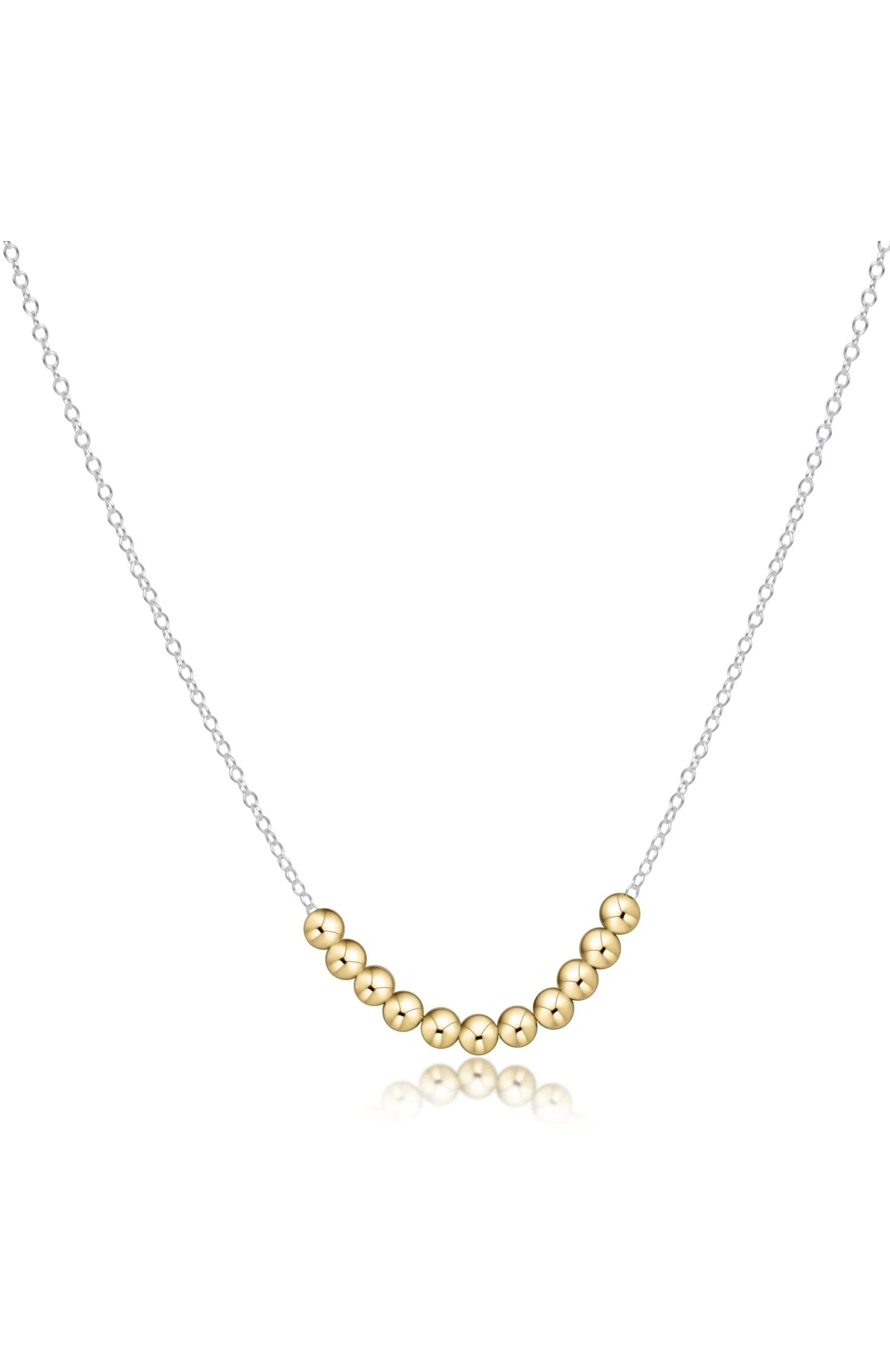 16" Necklace Sterling Mixed Metal - Classic Gold Beaded Bliss