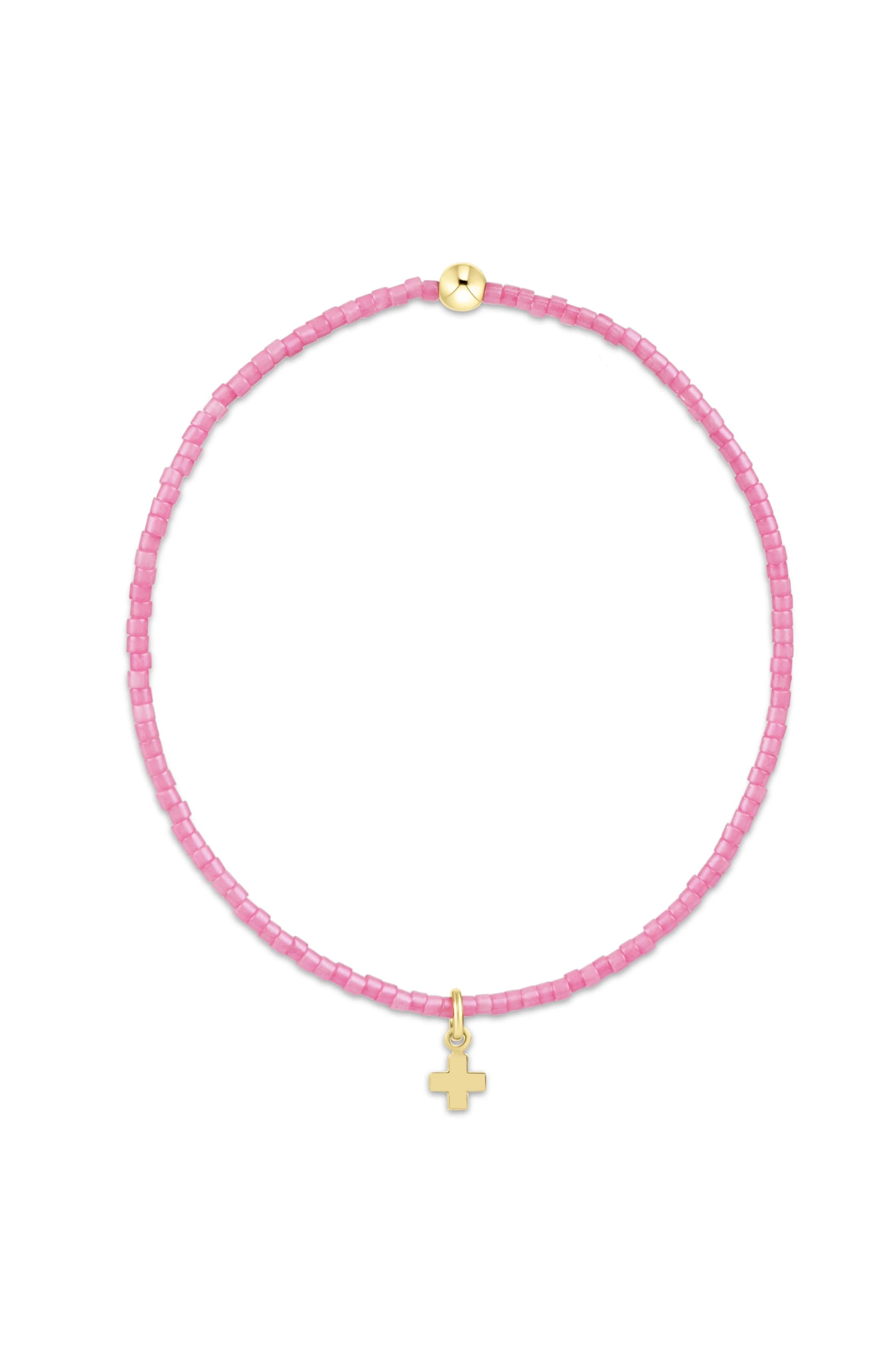Hope Classic Bubblegum Bracelet - Signature Cross Small Gold Charm