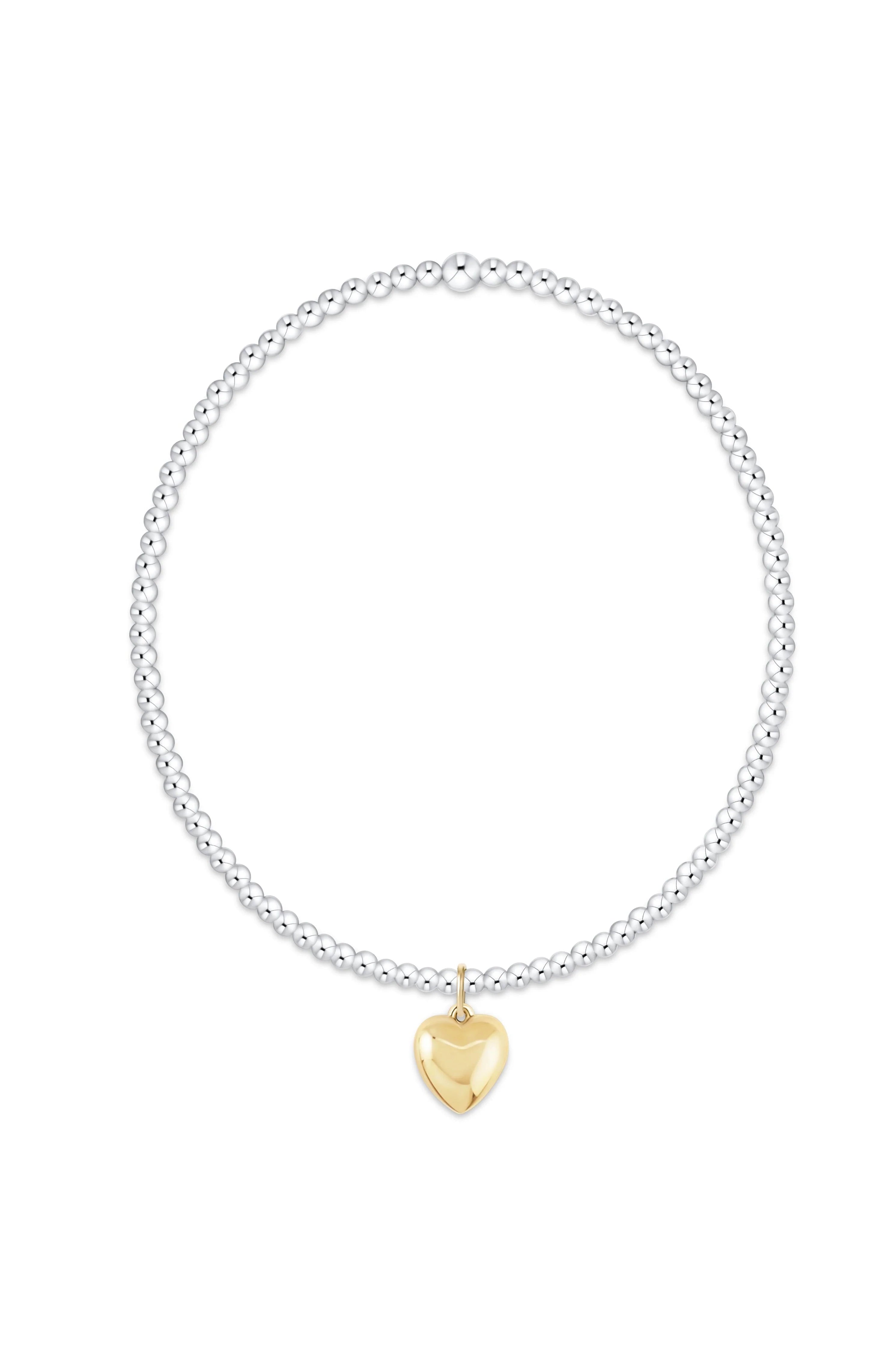 Classic Mixed Metal 2mm Bracelet - Love Plush Small Gold Charm