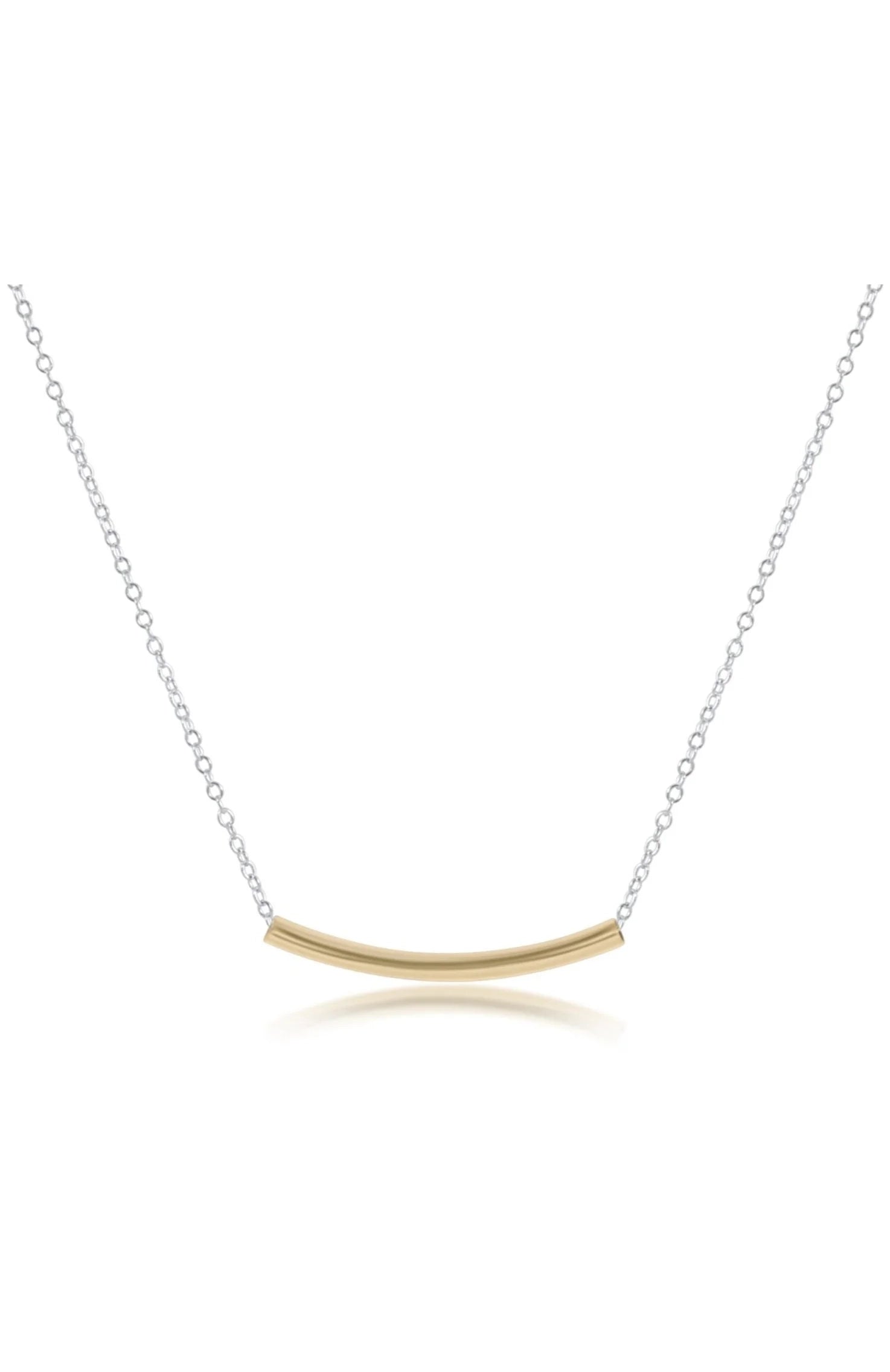 16" Necklace Sterling Mixed Metal - Bliss Bar Small Gold