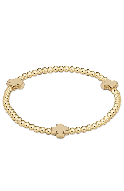 Signature Cross Gold 3mm Bead Bracelet